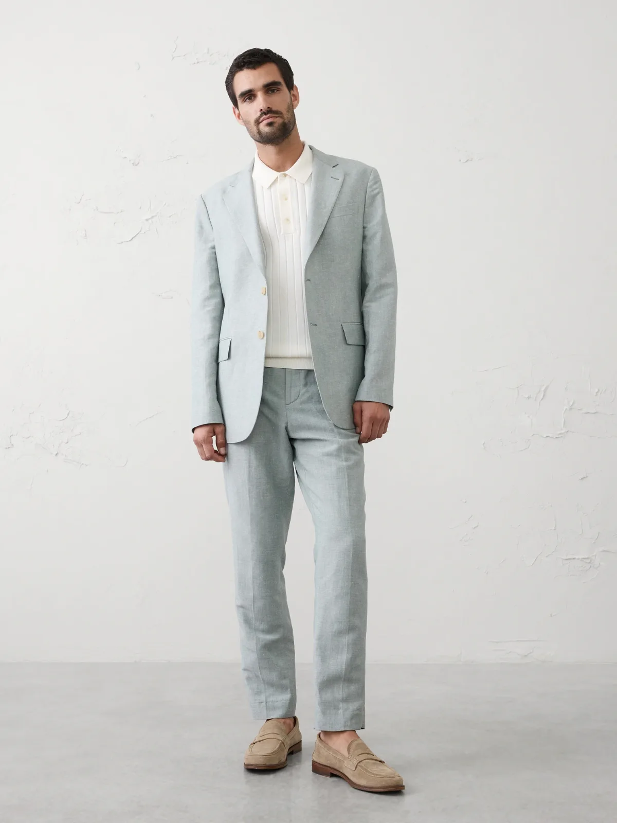 Linen-Blend Mineral Suit Jacket by Banana Republic