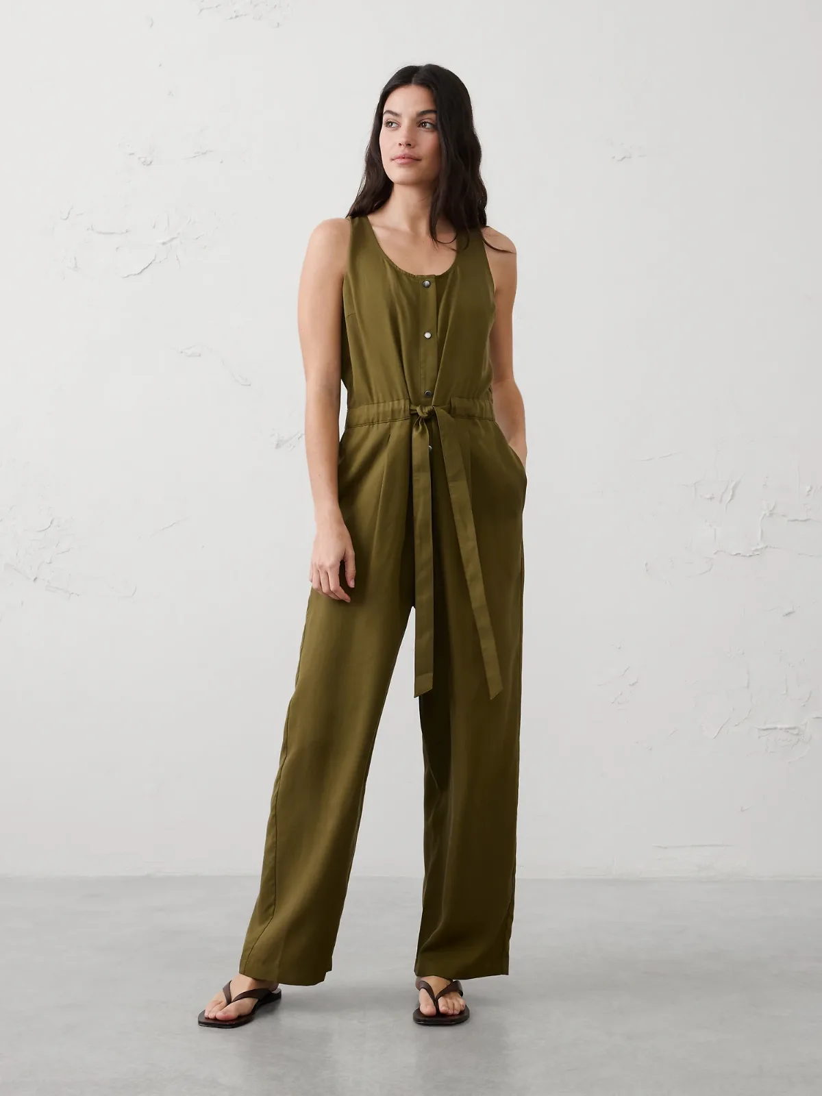 Tencel Cinch-Waist Jumpsuit by Banana Republic