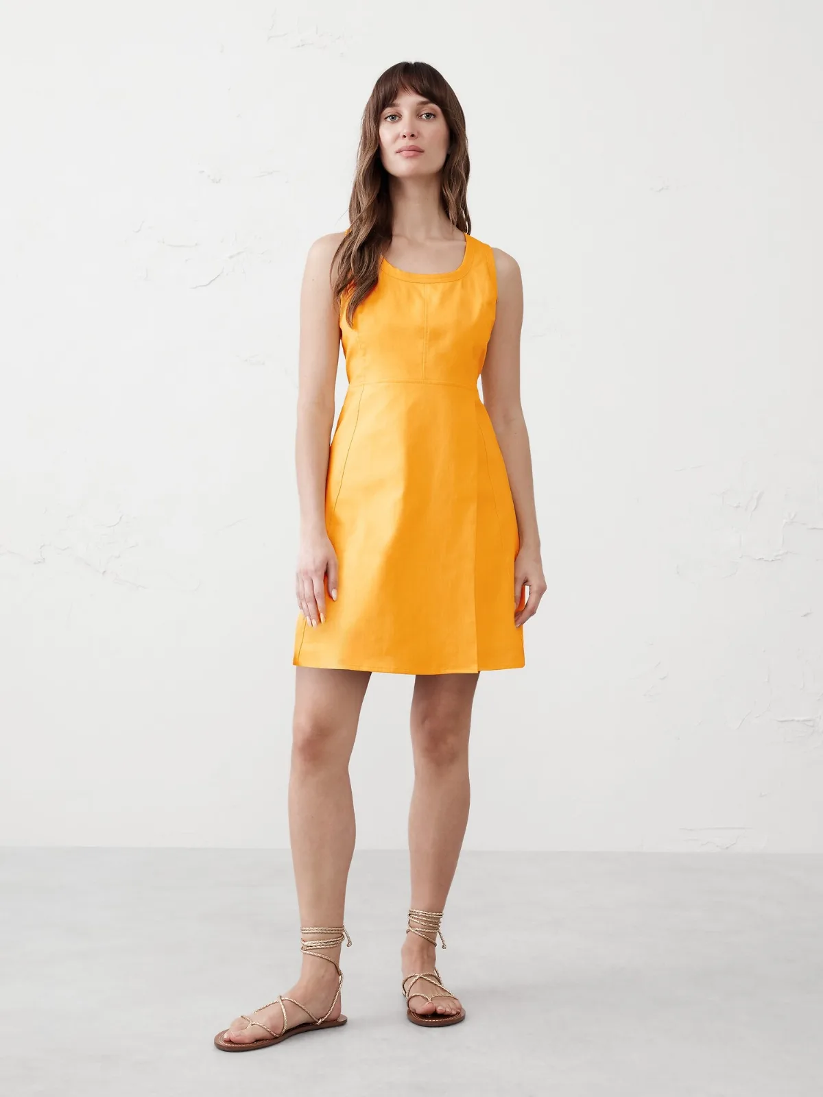 Linen-Blend Seamed Mini Dress by Banana Republic
