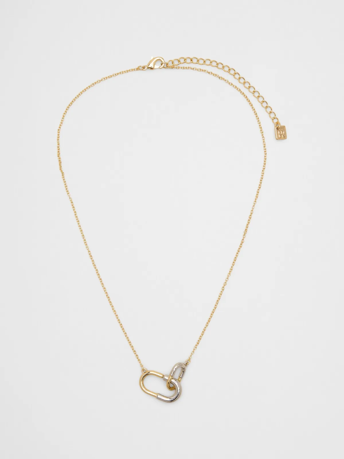 Mixed Metal Interlock Paperclip Necklace