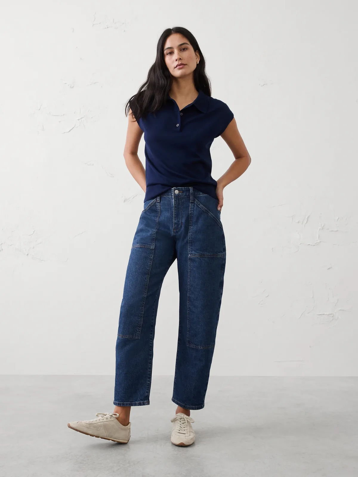 Barrel-Leg Mid-Rise Utility Jean by Banana Republic