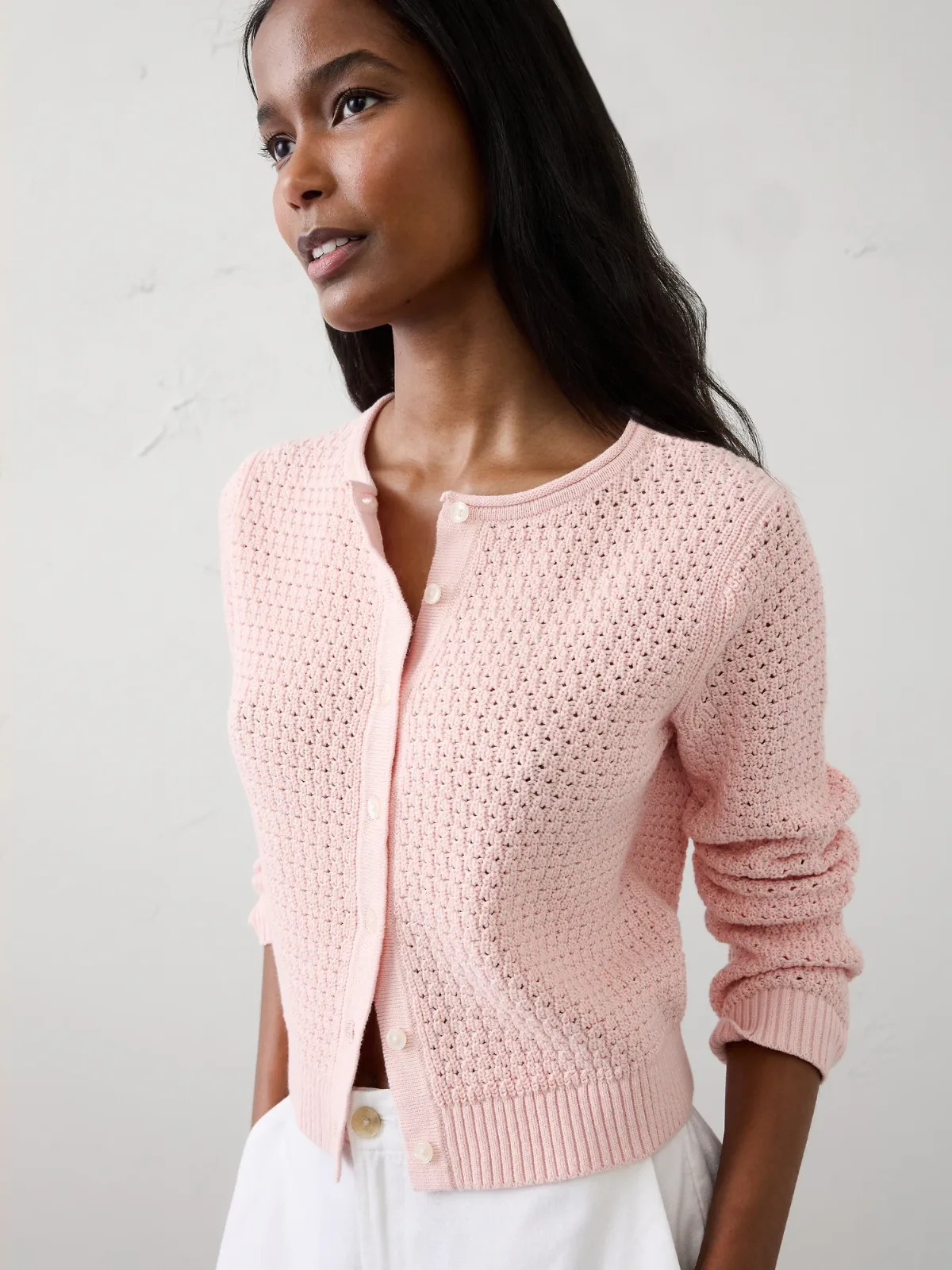 Cotton Crochet Cardigan by Banana Republic