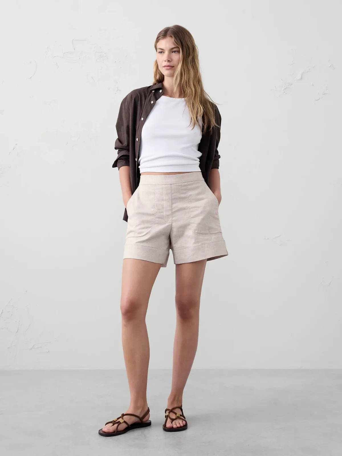 Linen-Blend Pull-On Short
