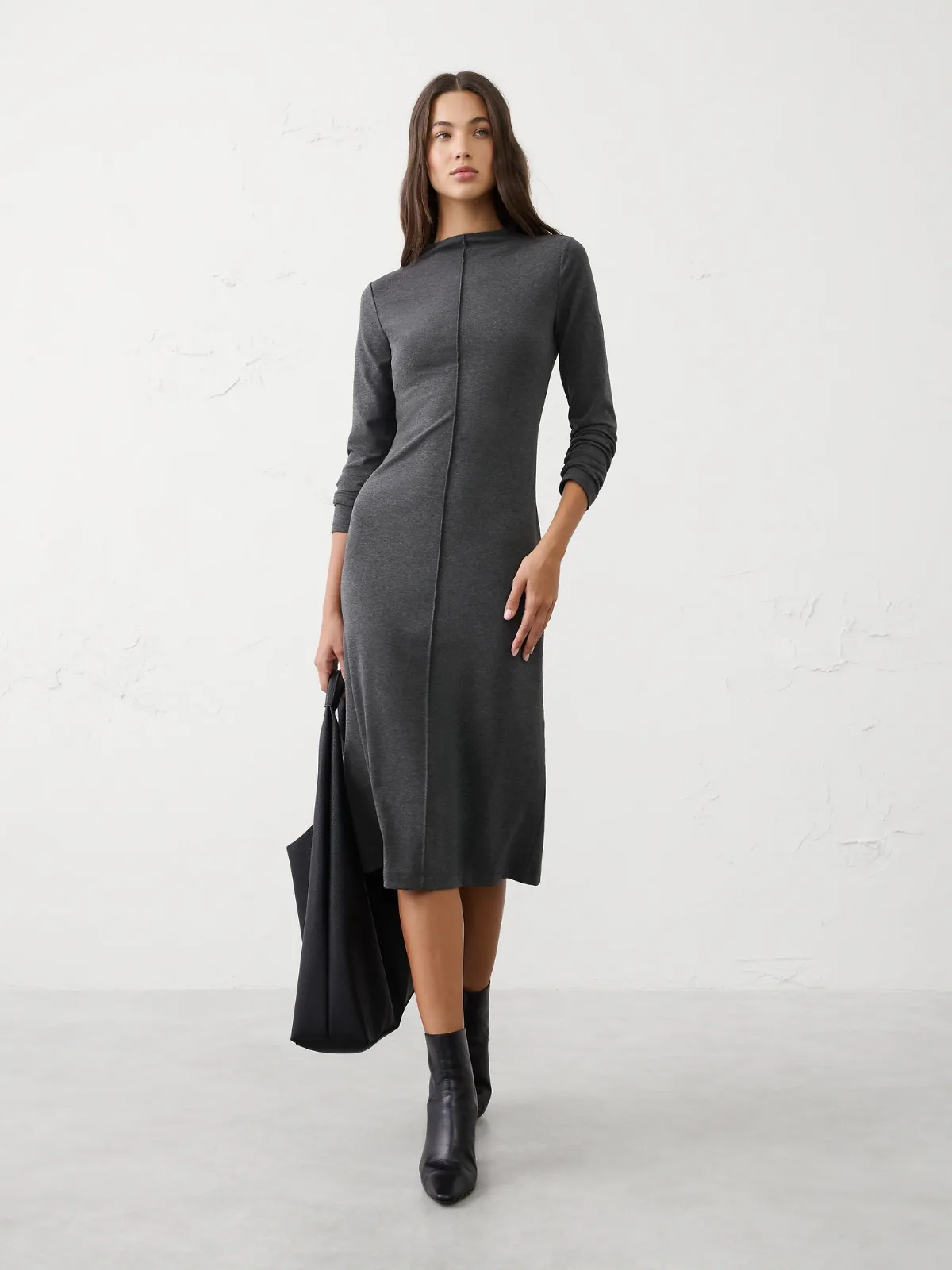 Cozy Ribbed Knit Midi Dress by Banana Republic