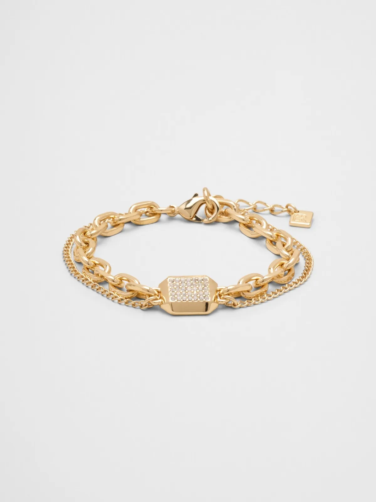 Layered Pave Square Chain Bracelet by Banana Republic