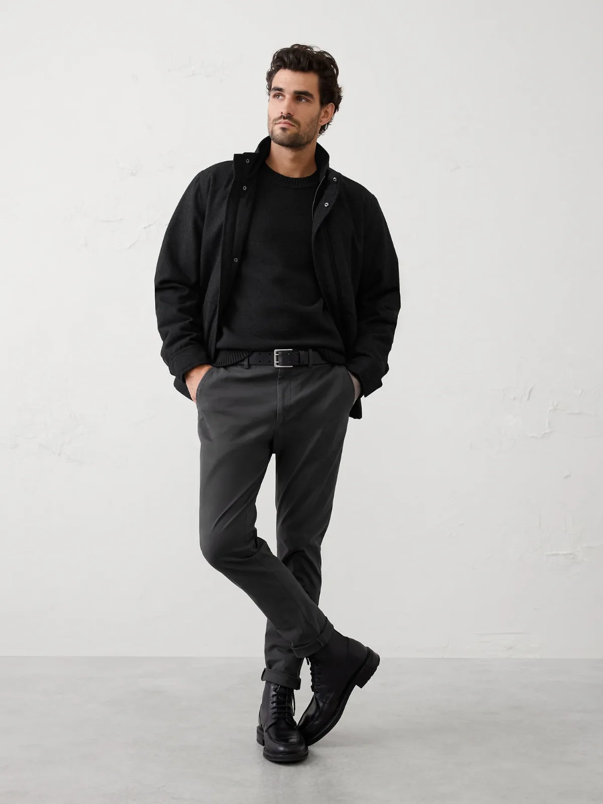 Wool-Blend Mock-Neck Jacket