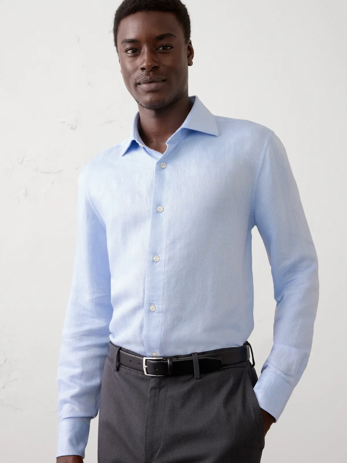 Slim-Fit Linen-Blend Dress Shirt by Banana Republic