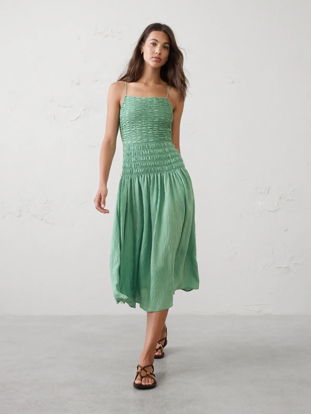Smocked Strappy Maxi Dress