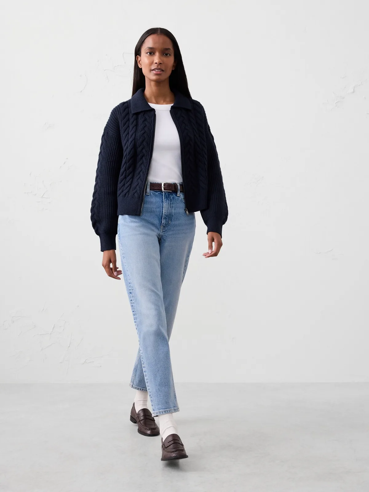 Perfectly Soft Cable Sweater Jacket by Banana Republic
