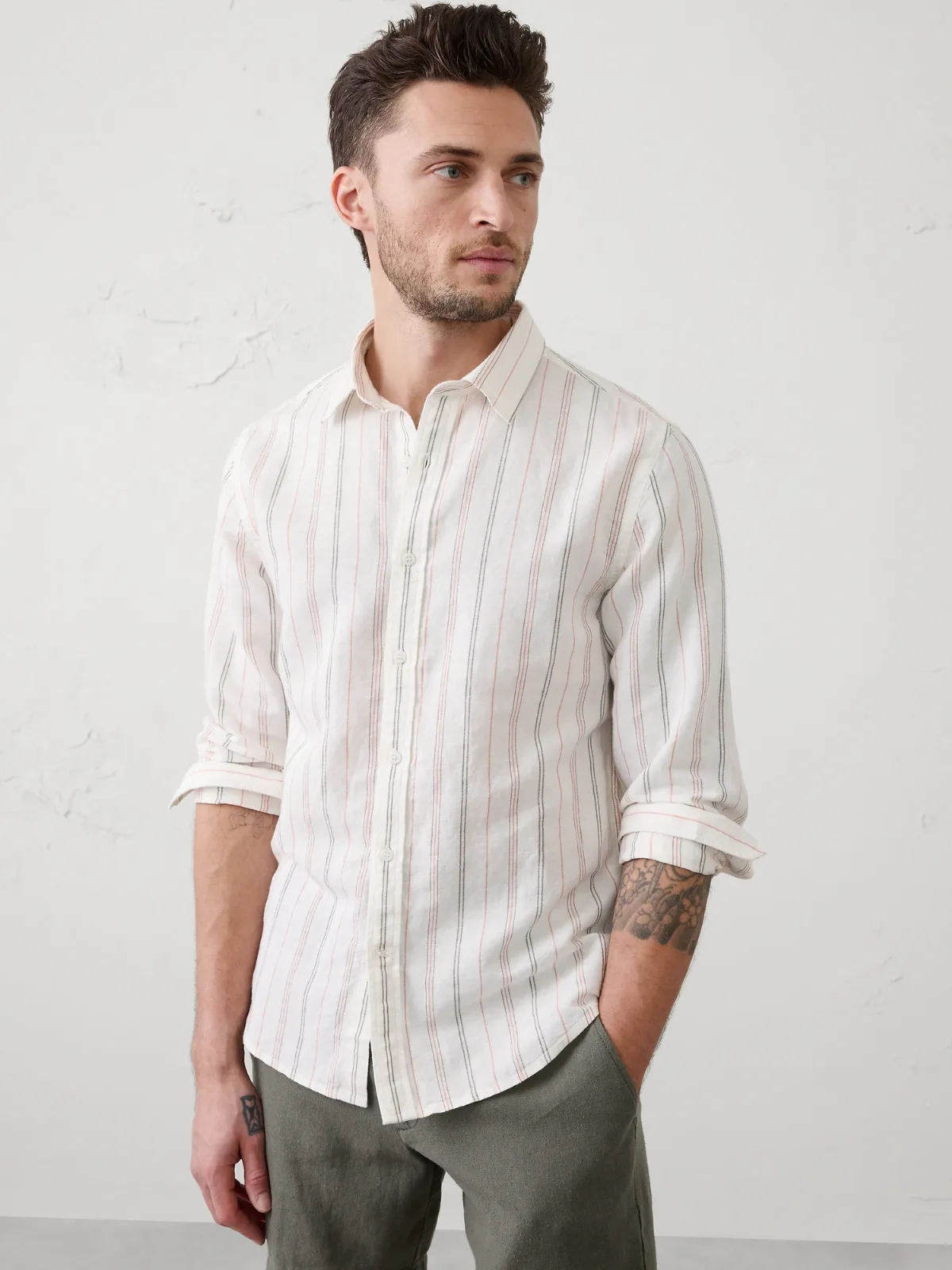 Slim-Fit Linen-Blend Shirt by Banana Republic