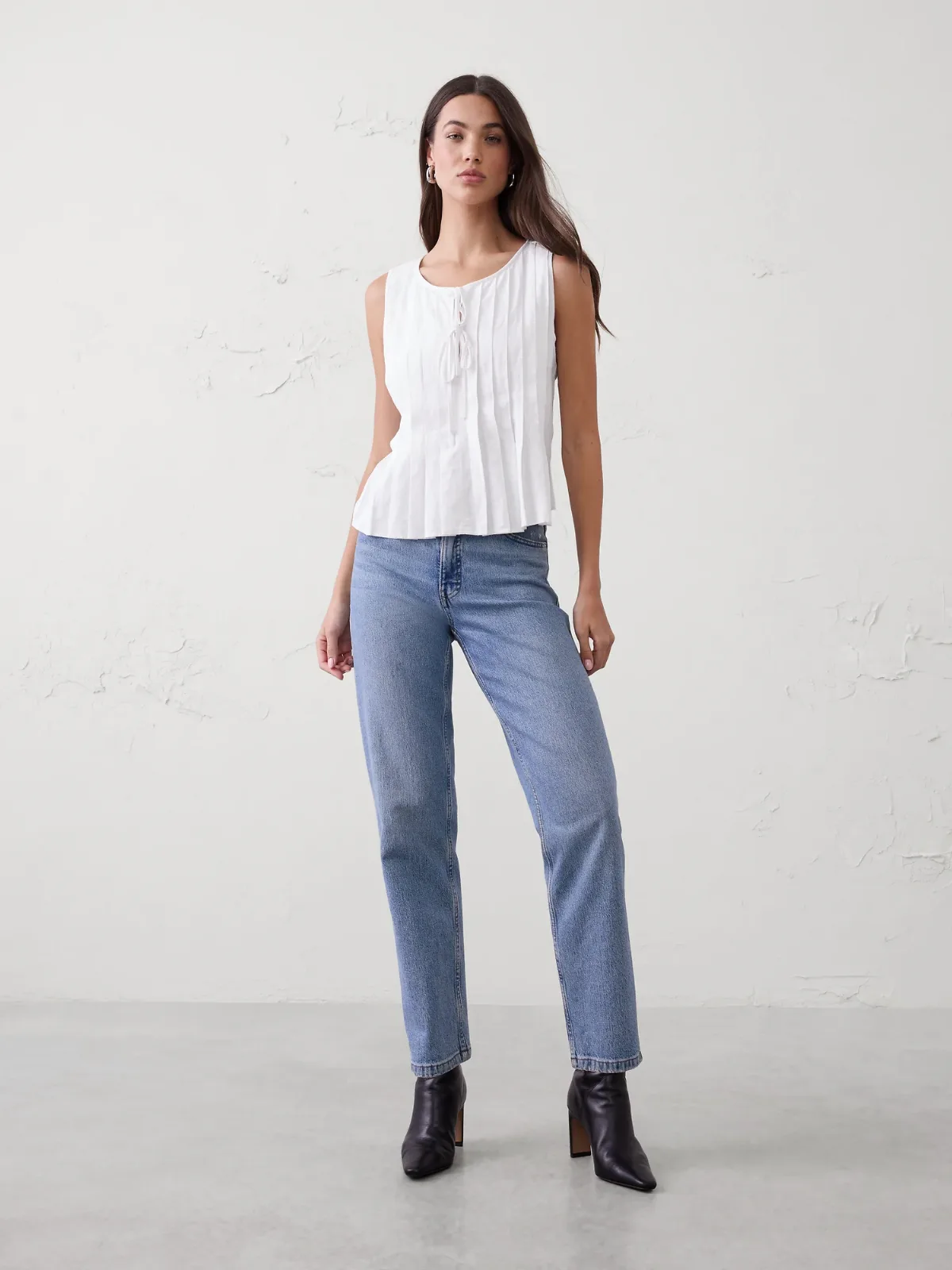 Linen-Blend Two-Tie Swing Top by Banana Republic