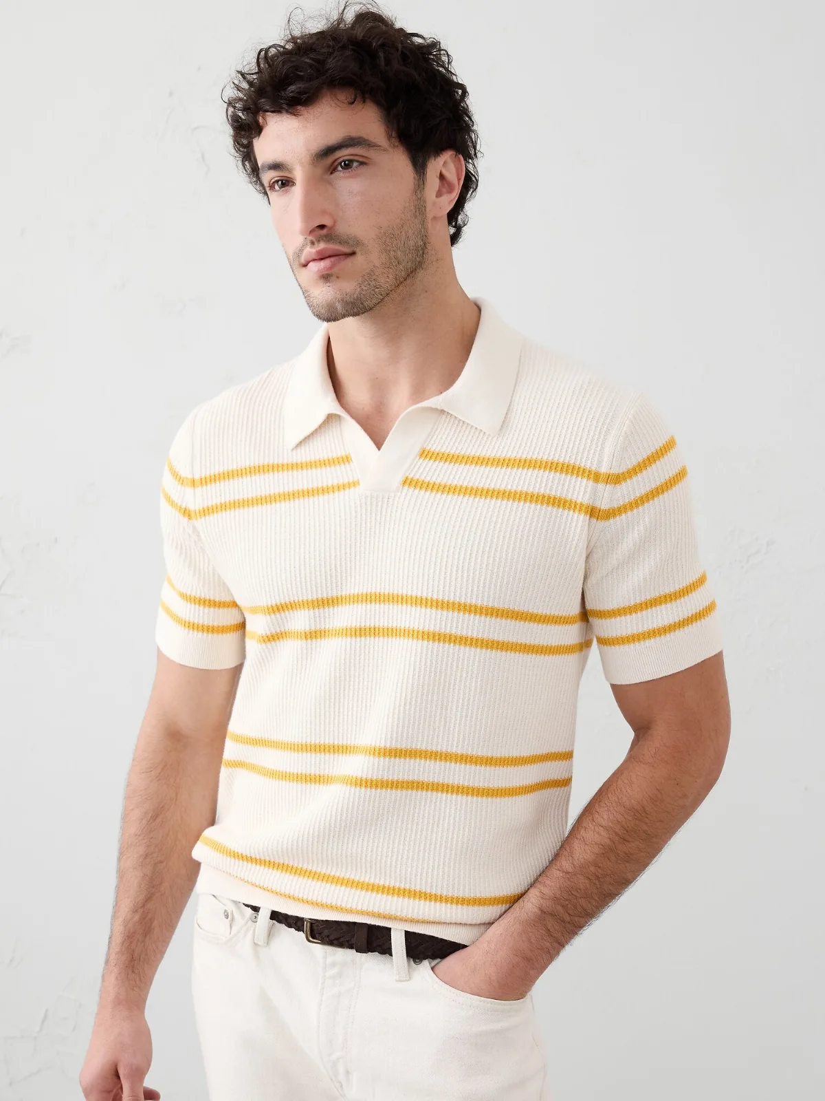 Refined Johnny-Collar Polo by Banana Republic