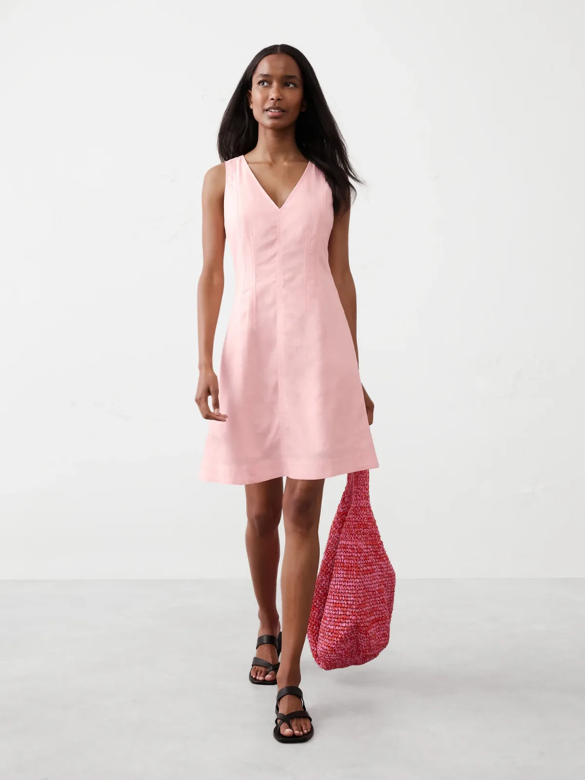 Linen-Blend Seamed Bodice Mini Dress by Banana Republic