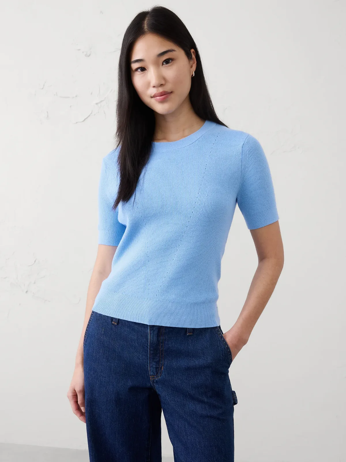 Cotton Pointelle Sweater by Banana Republic