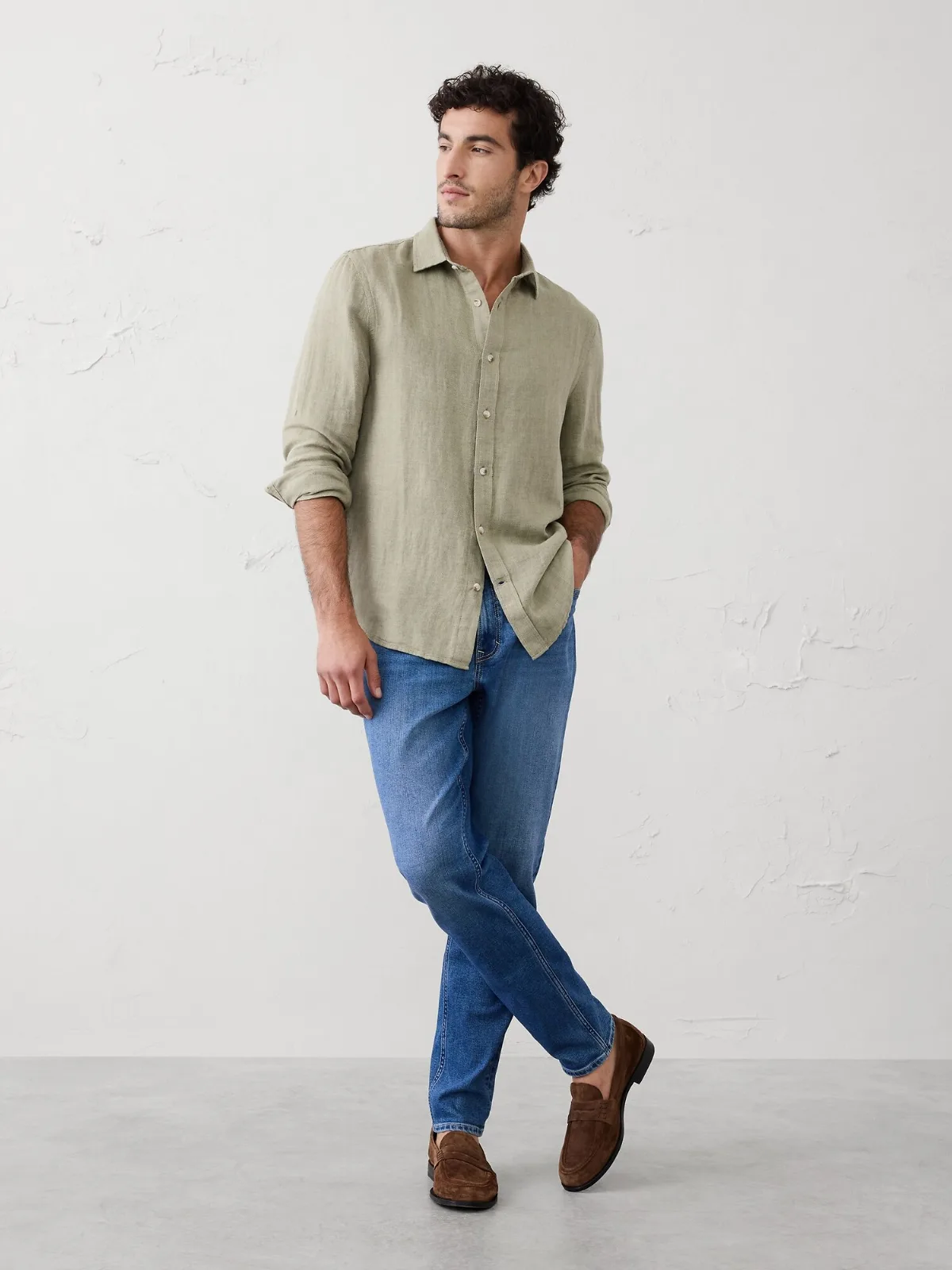 Slim-Fit Linen-Blend Shirt by Banana Republic