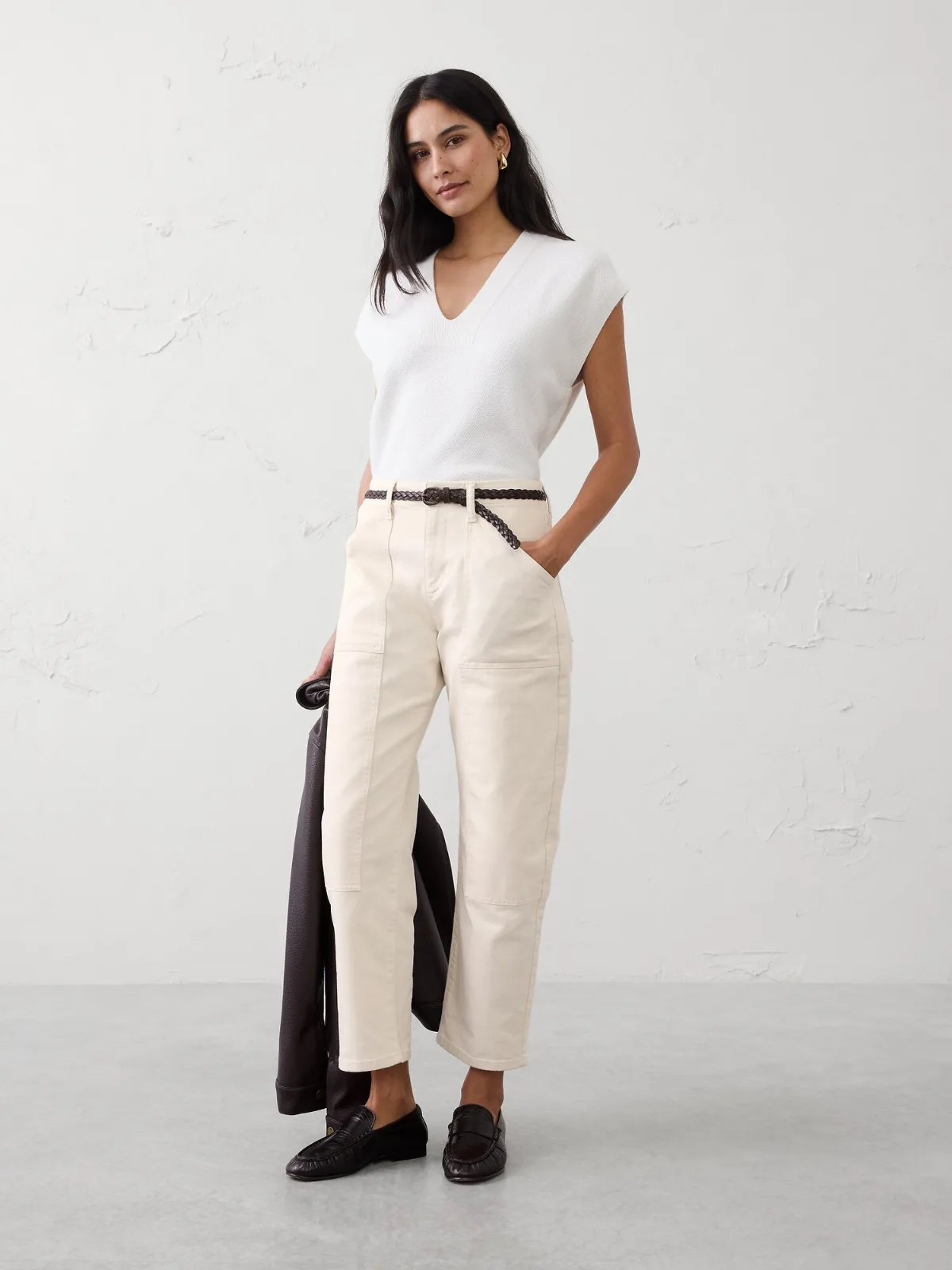 Barrel-Leg Mid-Rise Utility Jean