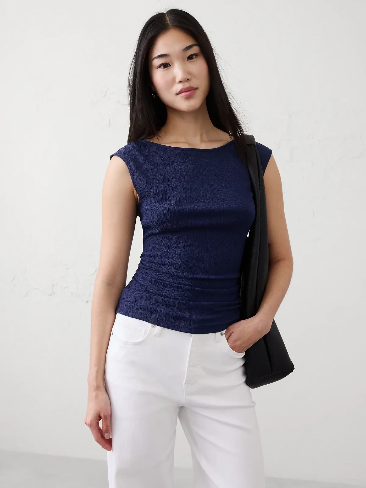 Textured Smocked Ruched Top
