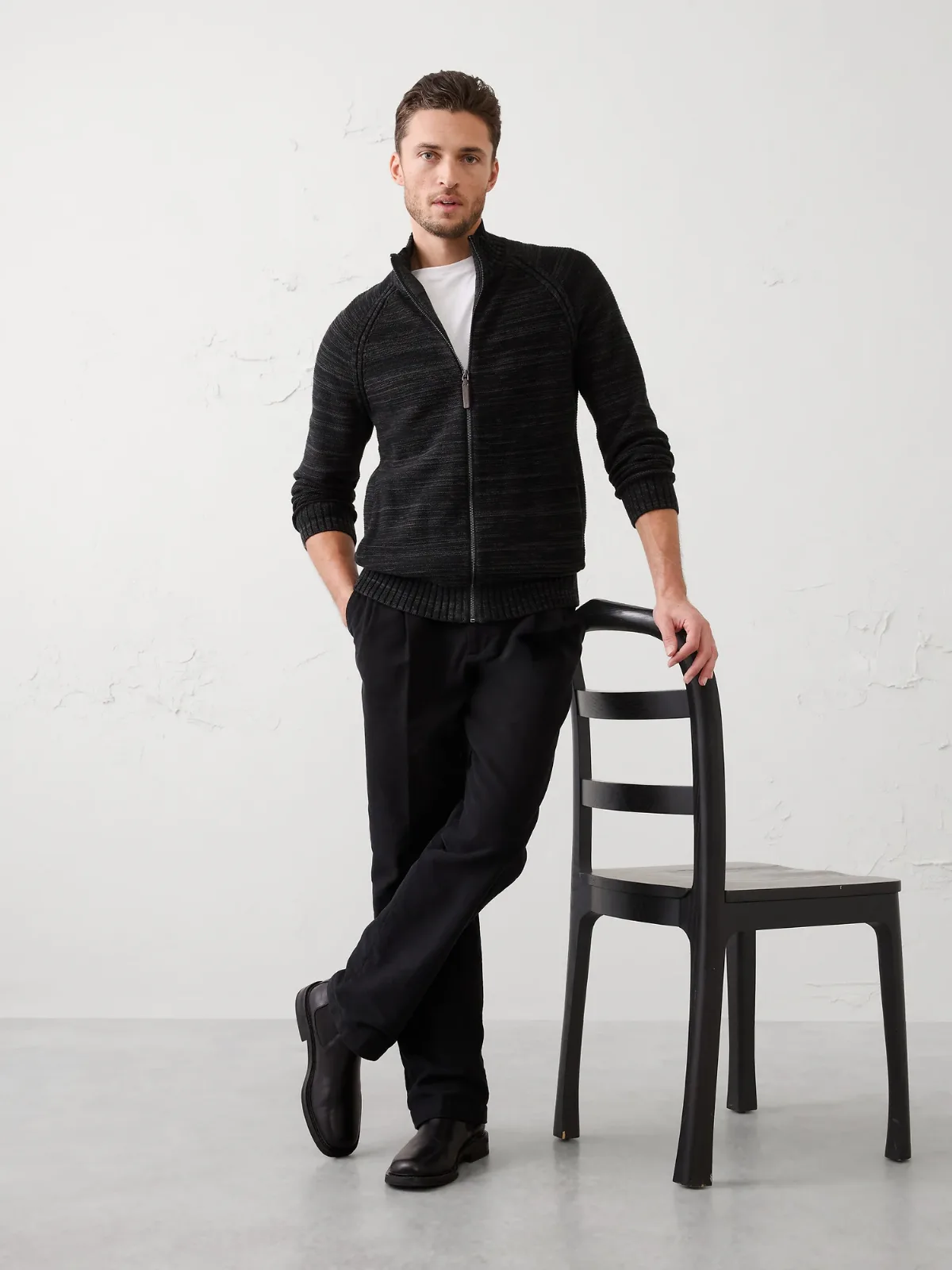 Mock-Neck Zippered Sweater by Banana Republic