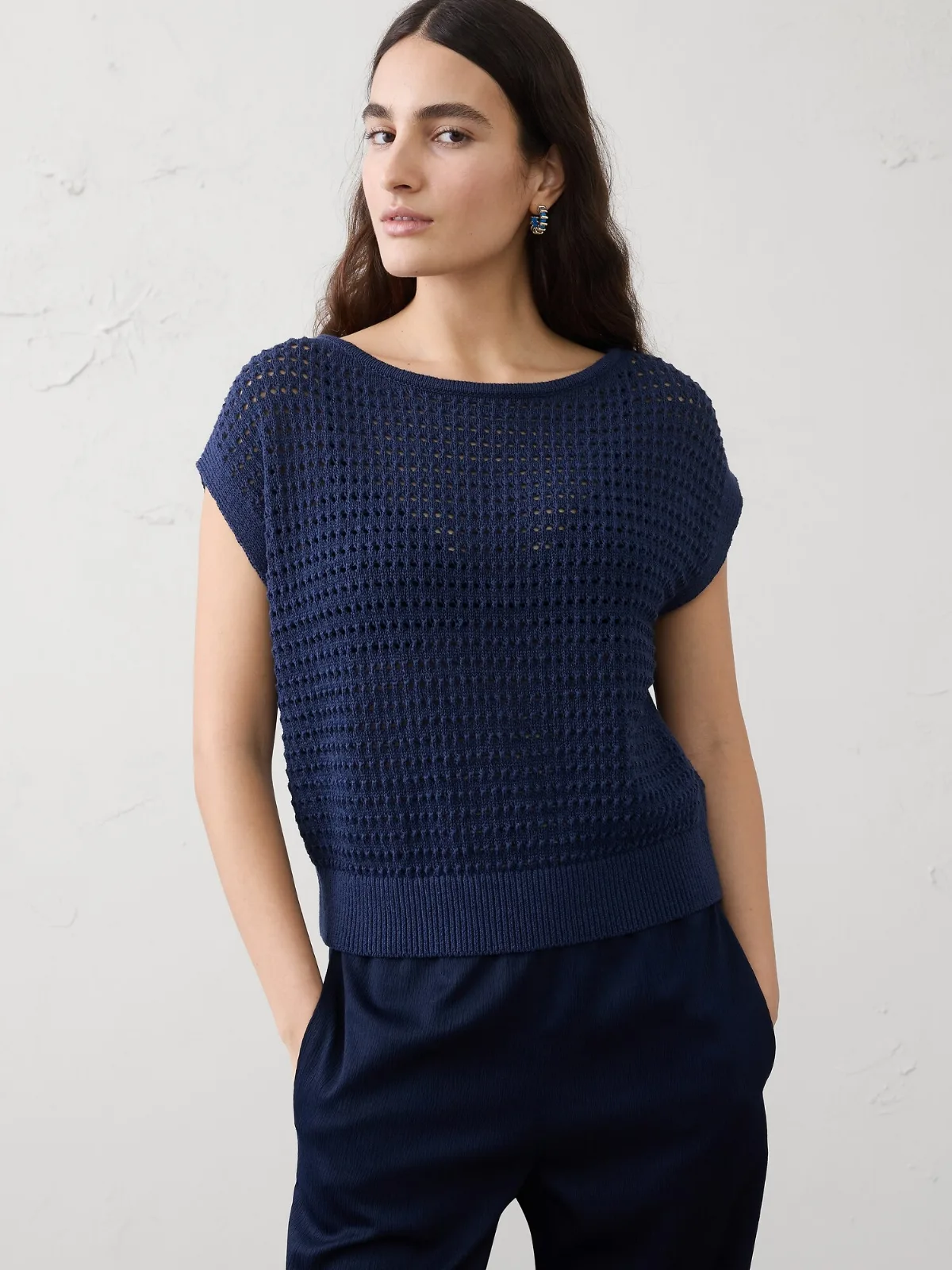 Open Stitch Dolman-Sleeve Sweater
