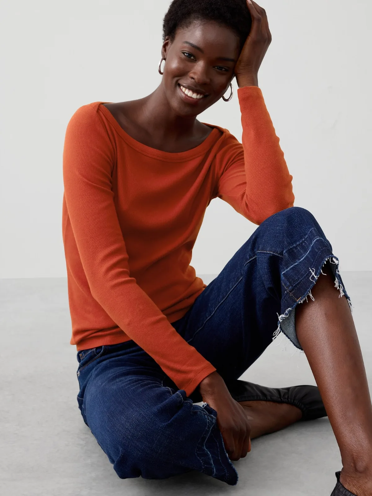 Ribbed Boatneck Top by Banana Republic