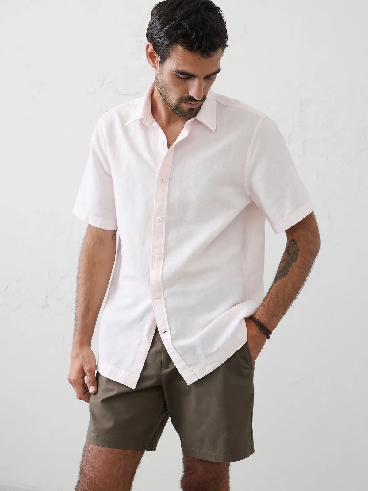 Standard-Fit Linen-Blend Shirt by Banana Republic