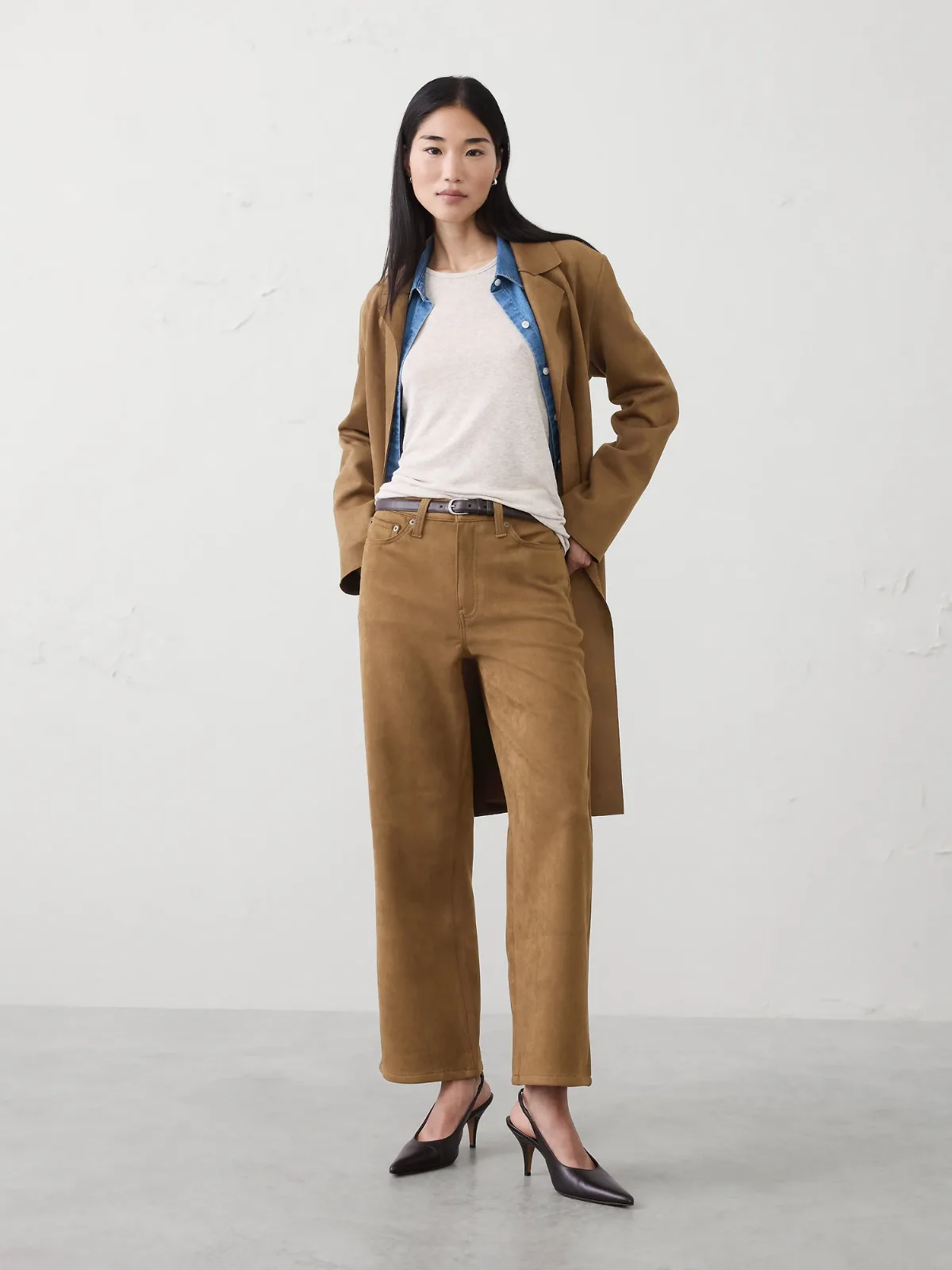 Straight High-Rise Vegan Suede Pant by Banana Republic