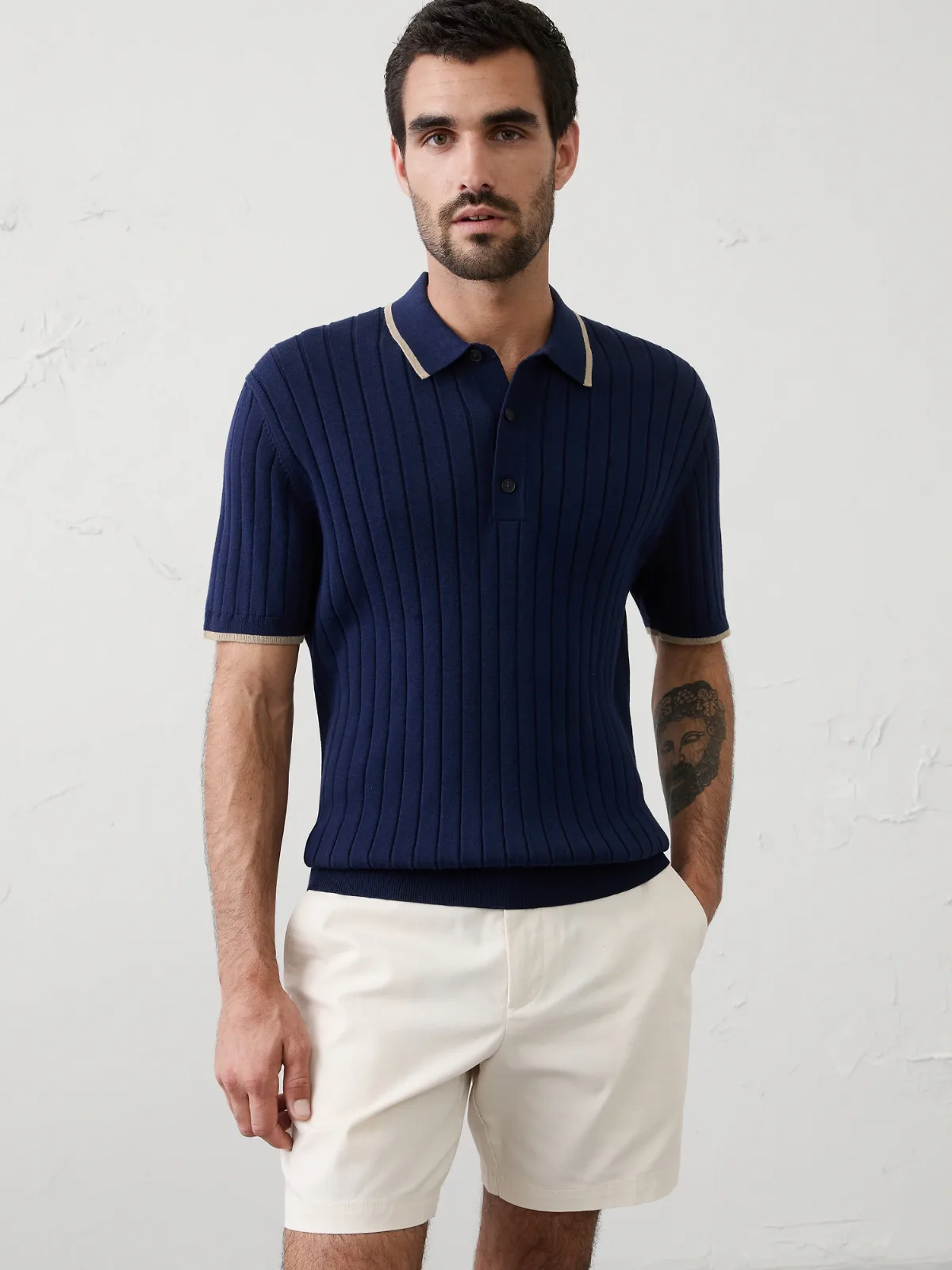 Wide-Ribbed Sweater Polo