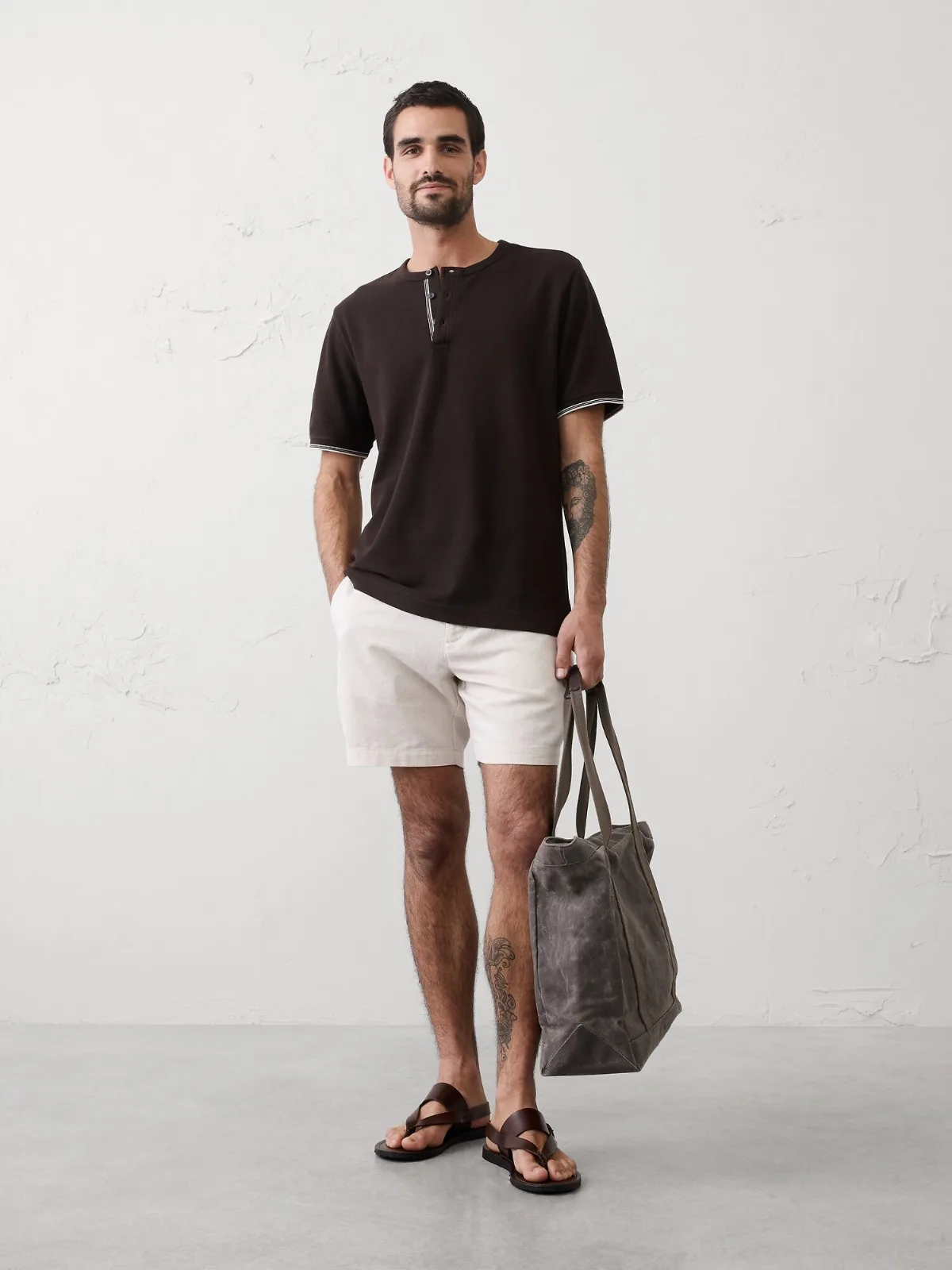 Standard-Fit Textured Tipped Henley by Banana Republic
