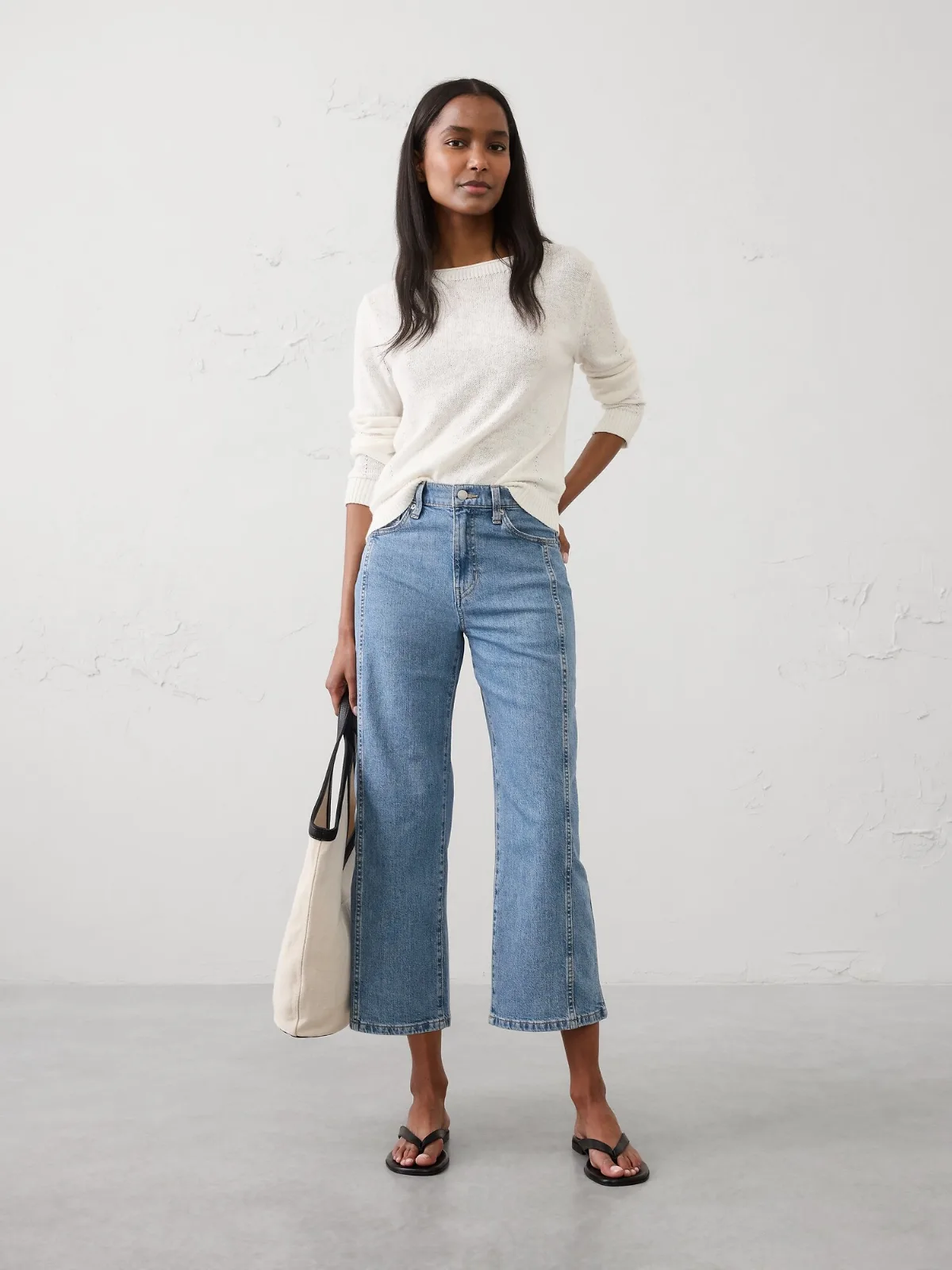 Straight-Leg High-Rise Pieced Cropped Jean by Banana Republic