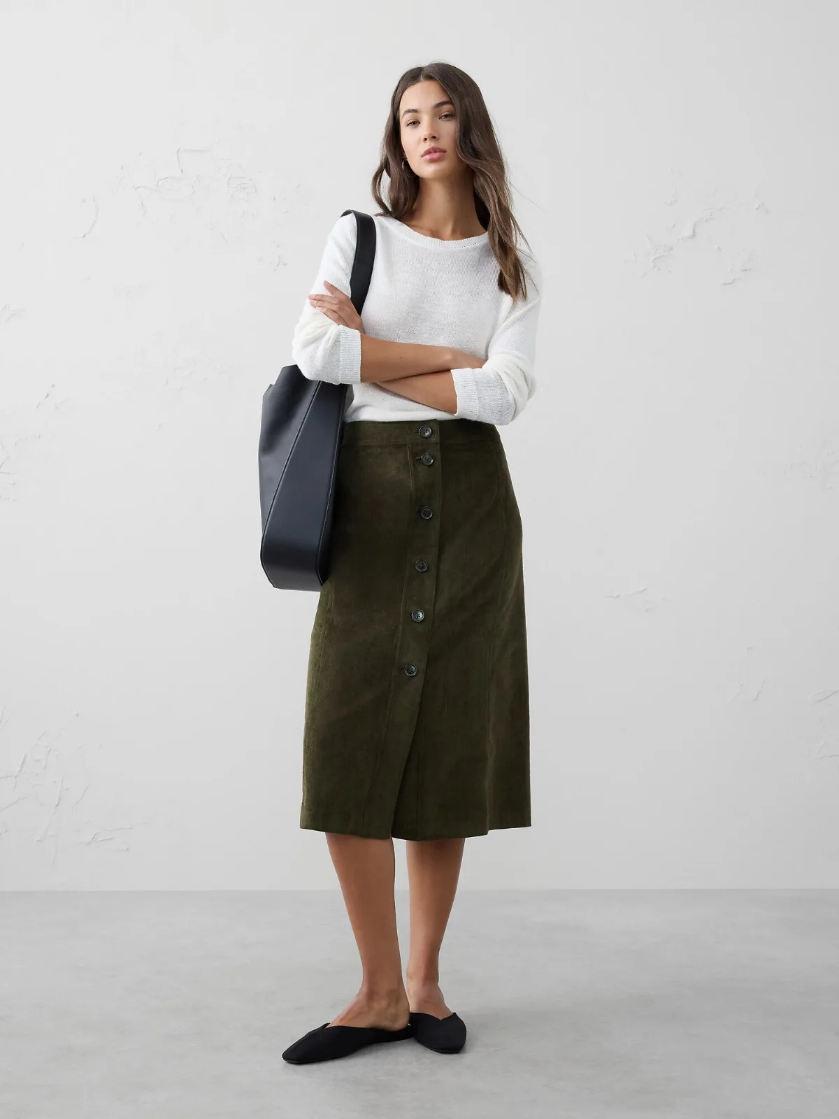 Corduroy Midi Skirt by Banana Republic