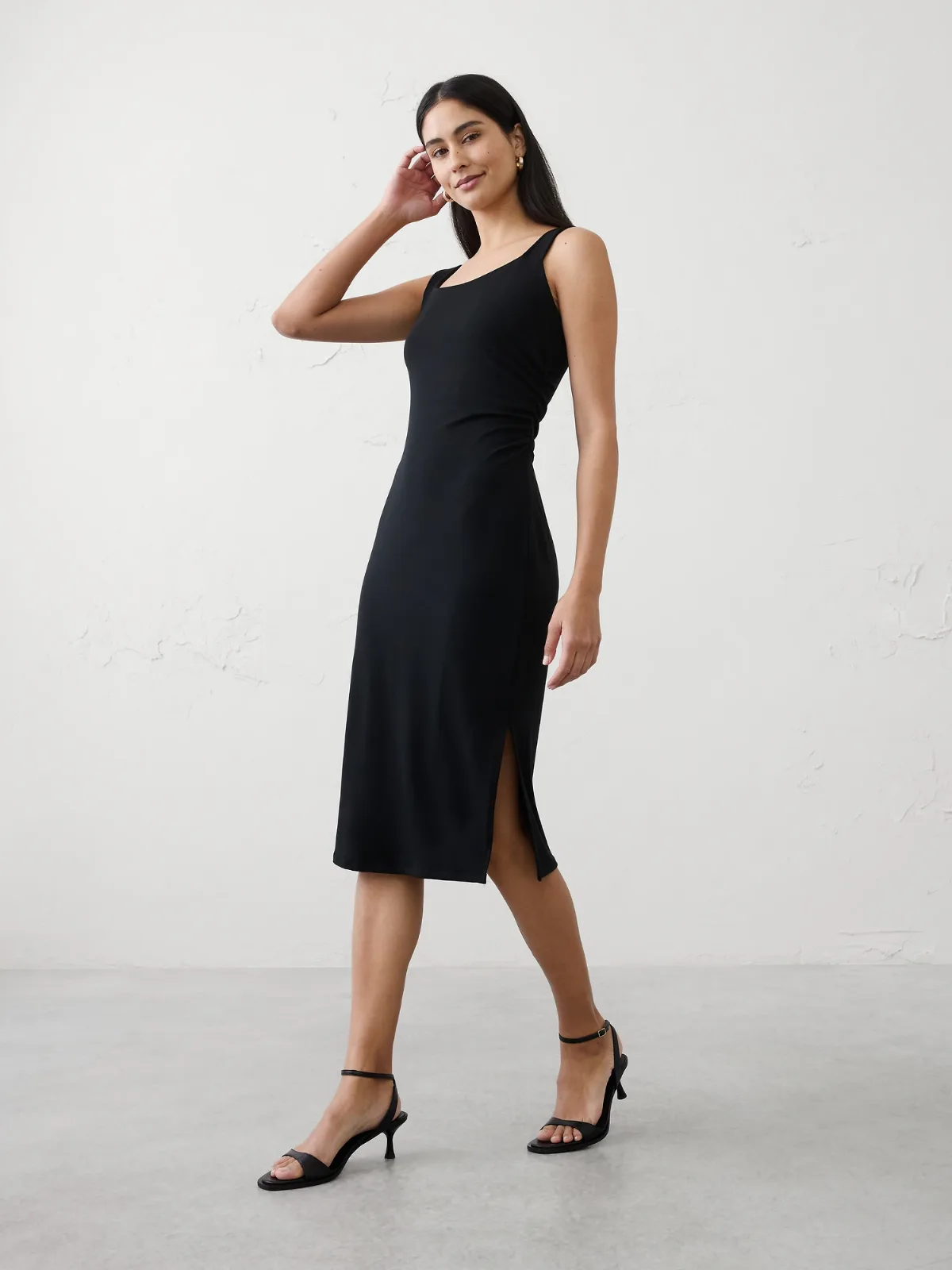 Side-Shirred Tank Midi Dress by Banana Republic