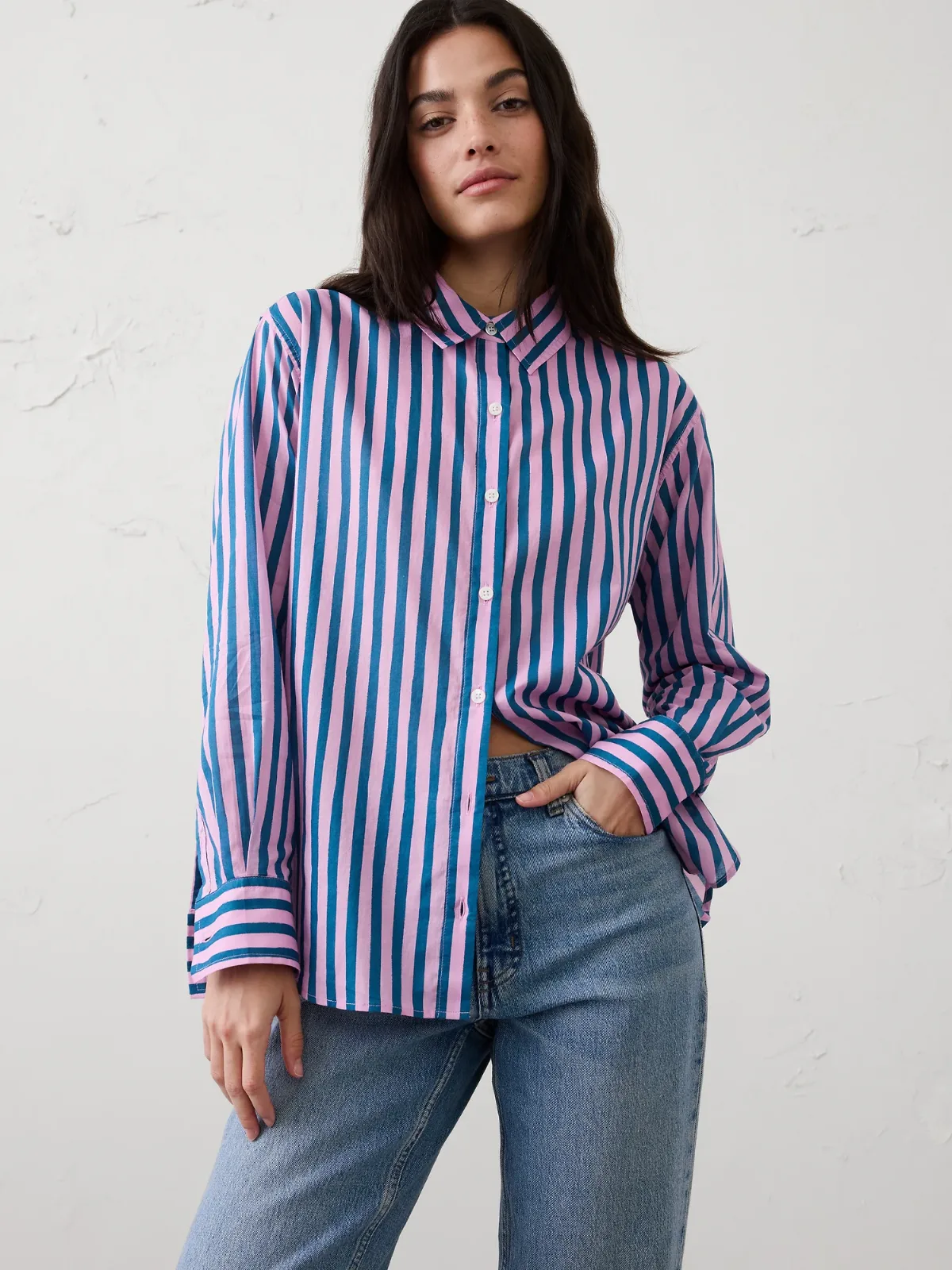 Striped Voile Shirt by Banana Republic