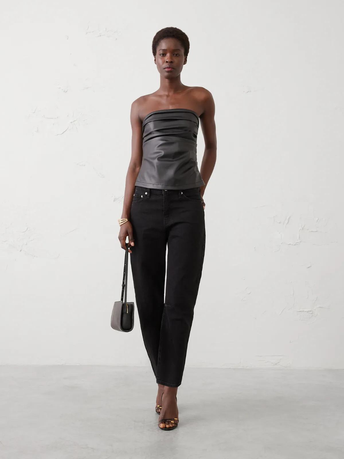 Vegan Leather Pleated Bustier by Banana Republic