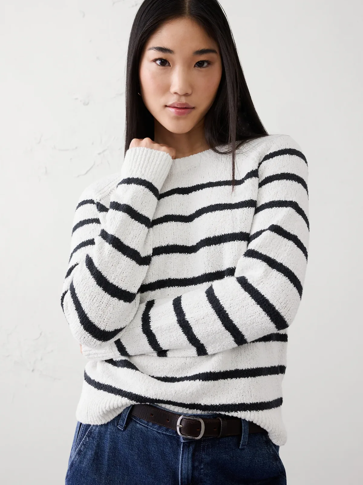 Striped Boucle Raglan Sweater by Banana Republic