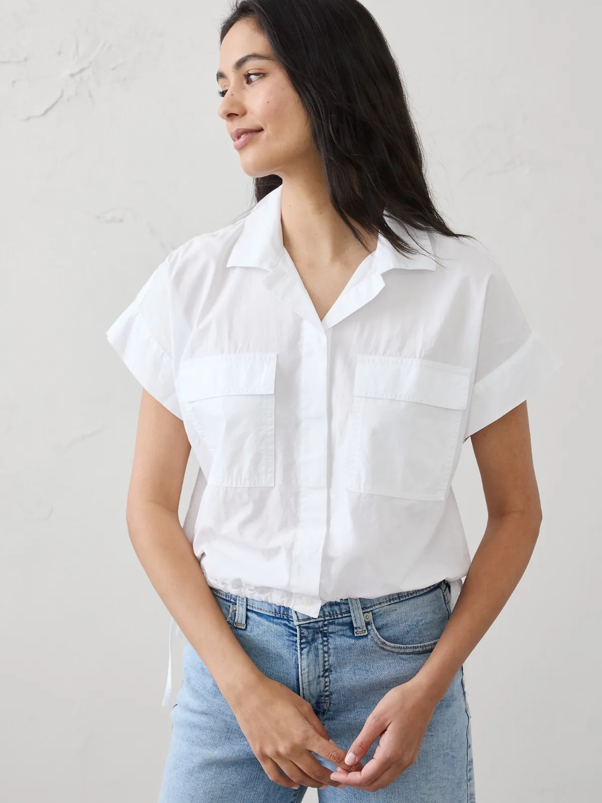 Drawstring-Hem Shirt by Banana Republic