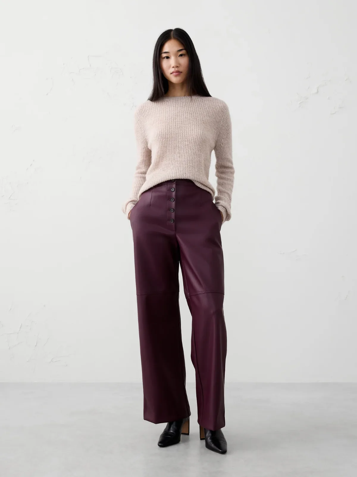 Wide-Leg Ultra High-Rise Vegan Leather Pant by Banana Republic