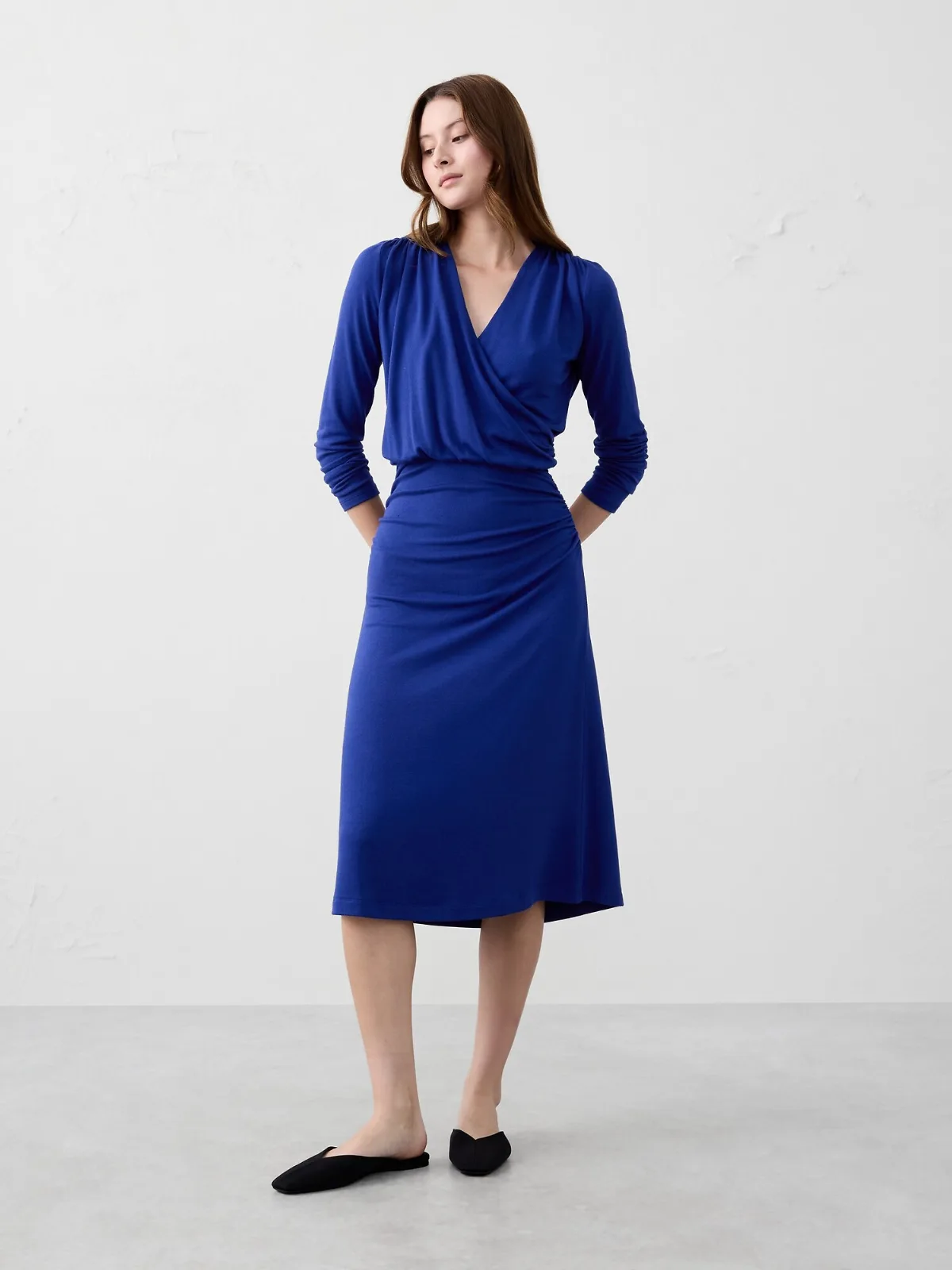 Soft Luxe Knit Wrap Midi Dress