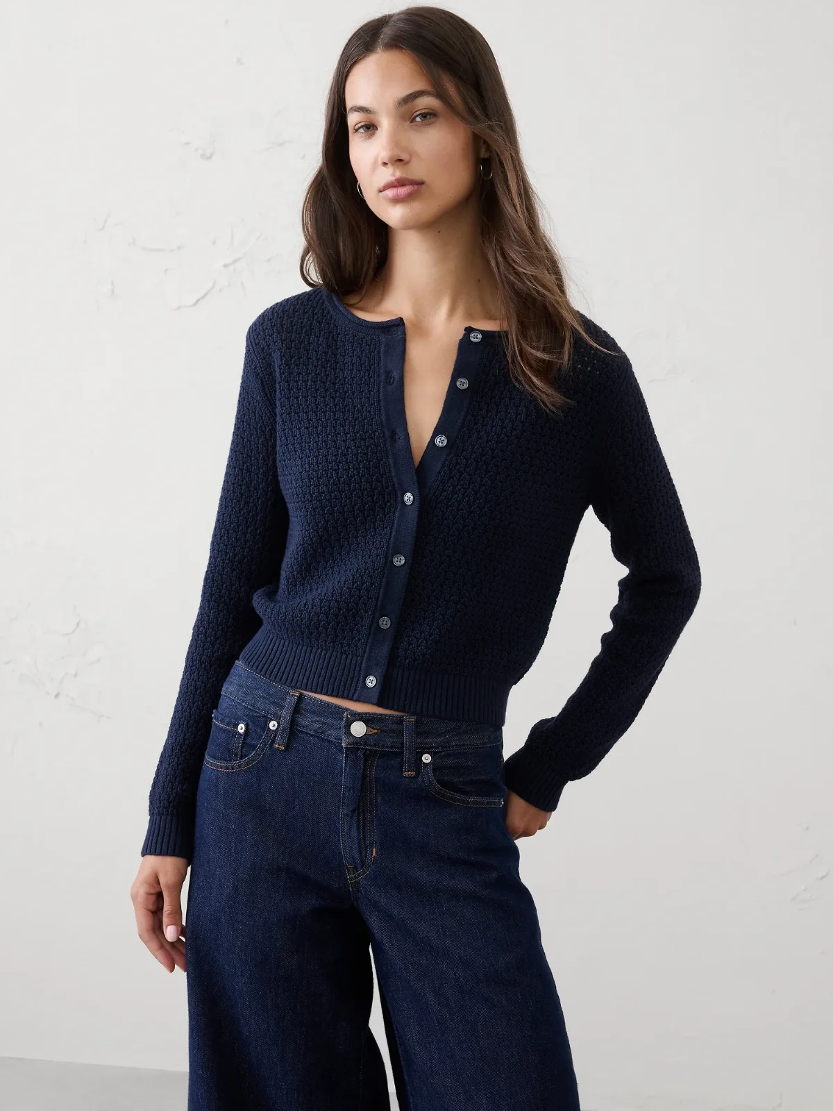 Cotton Crochet Cropped Cardigan