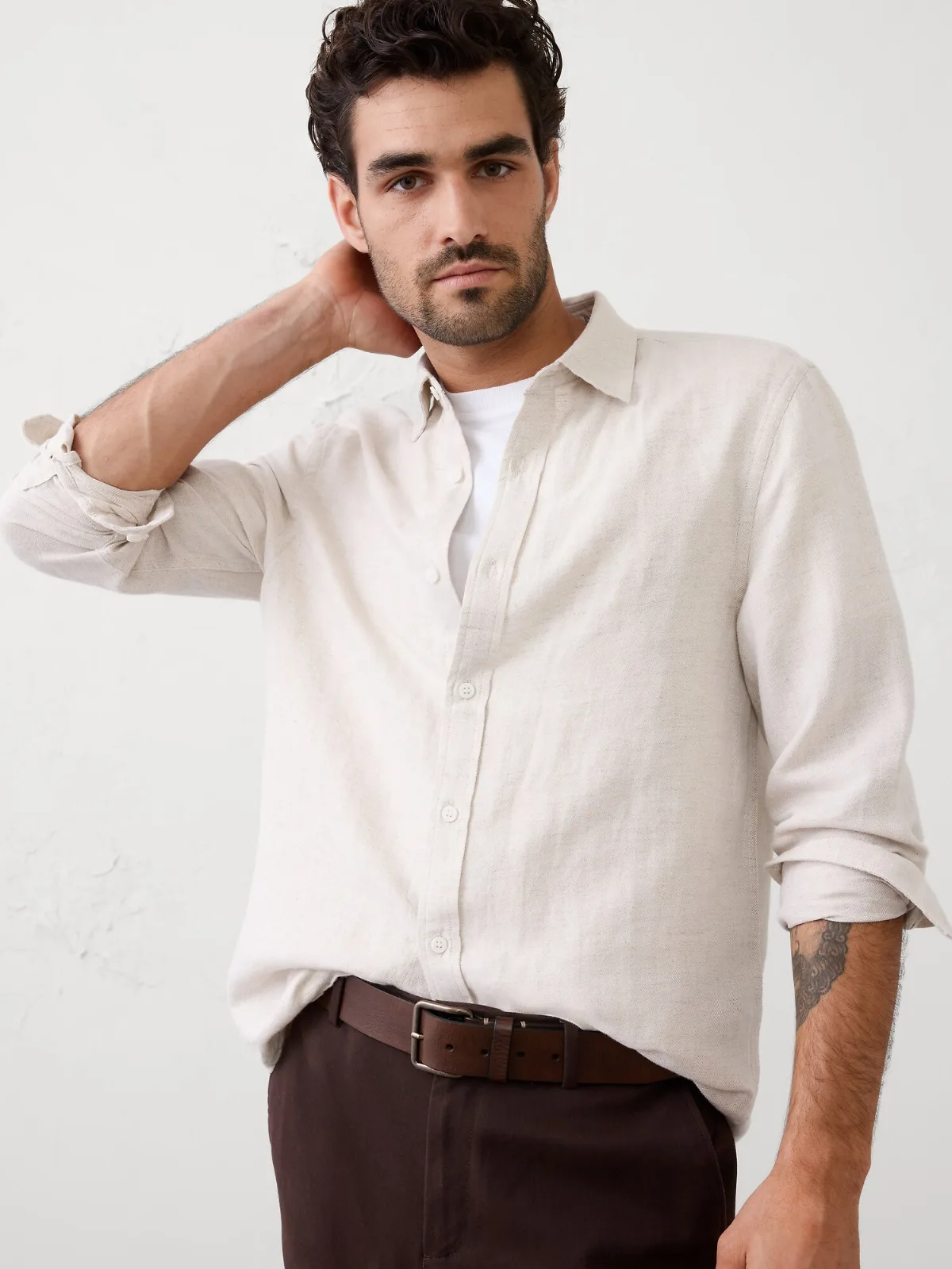 Slim-Fit Linen-Blend Shirt by Banana Republic