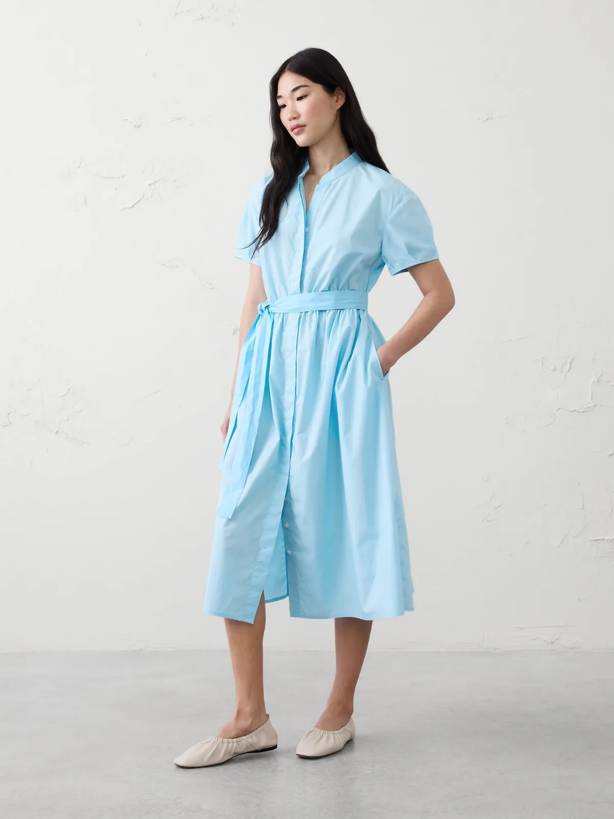 Midi Poplin Shirtdress by Banana Republic