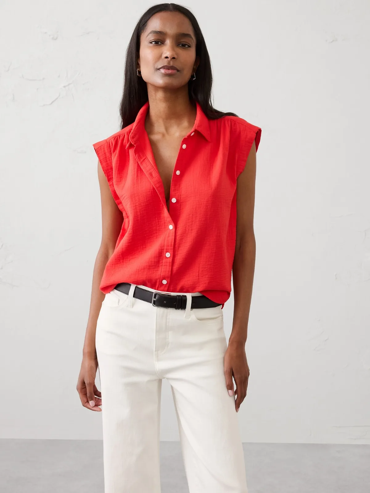 Gauze Soft-Gathered Shirt by Banana Republic