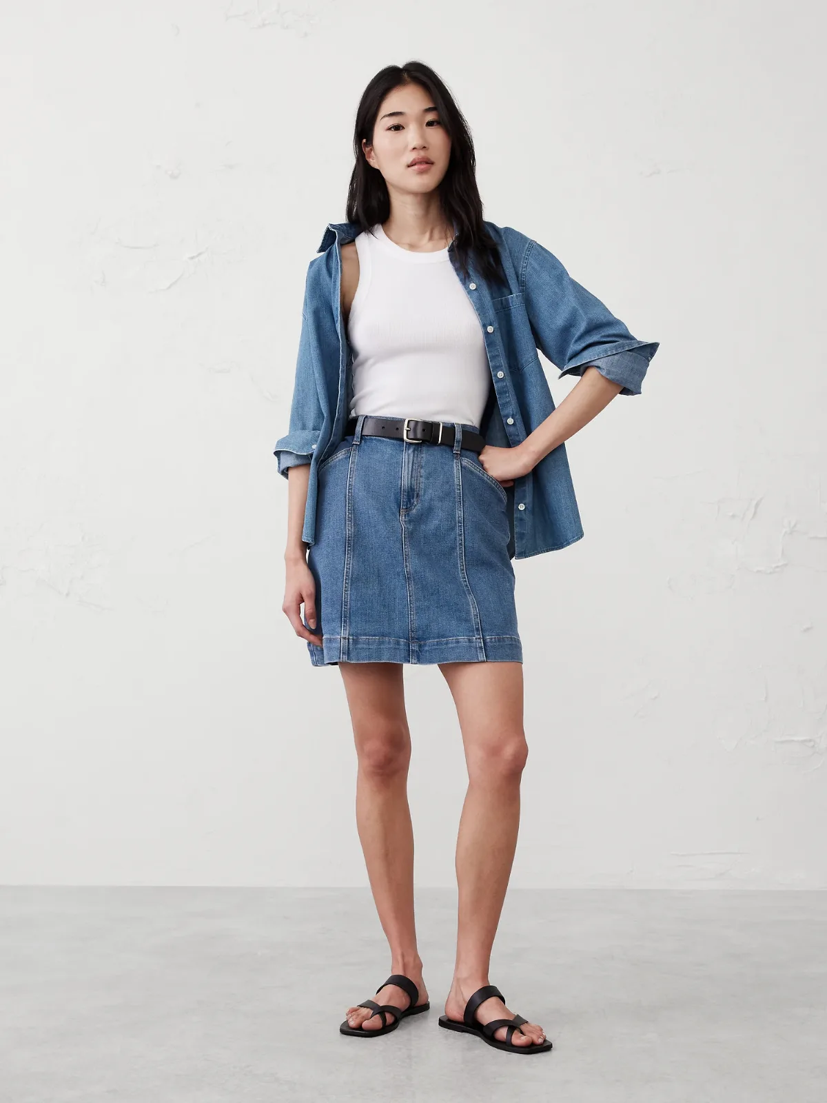 Pieced Denim Mini Skirt by Banana Republic
