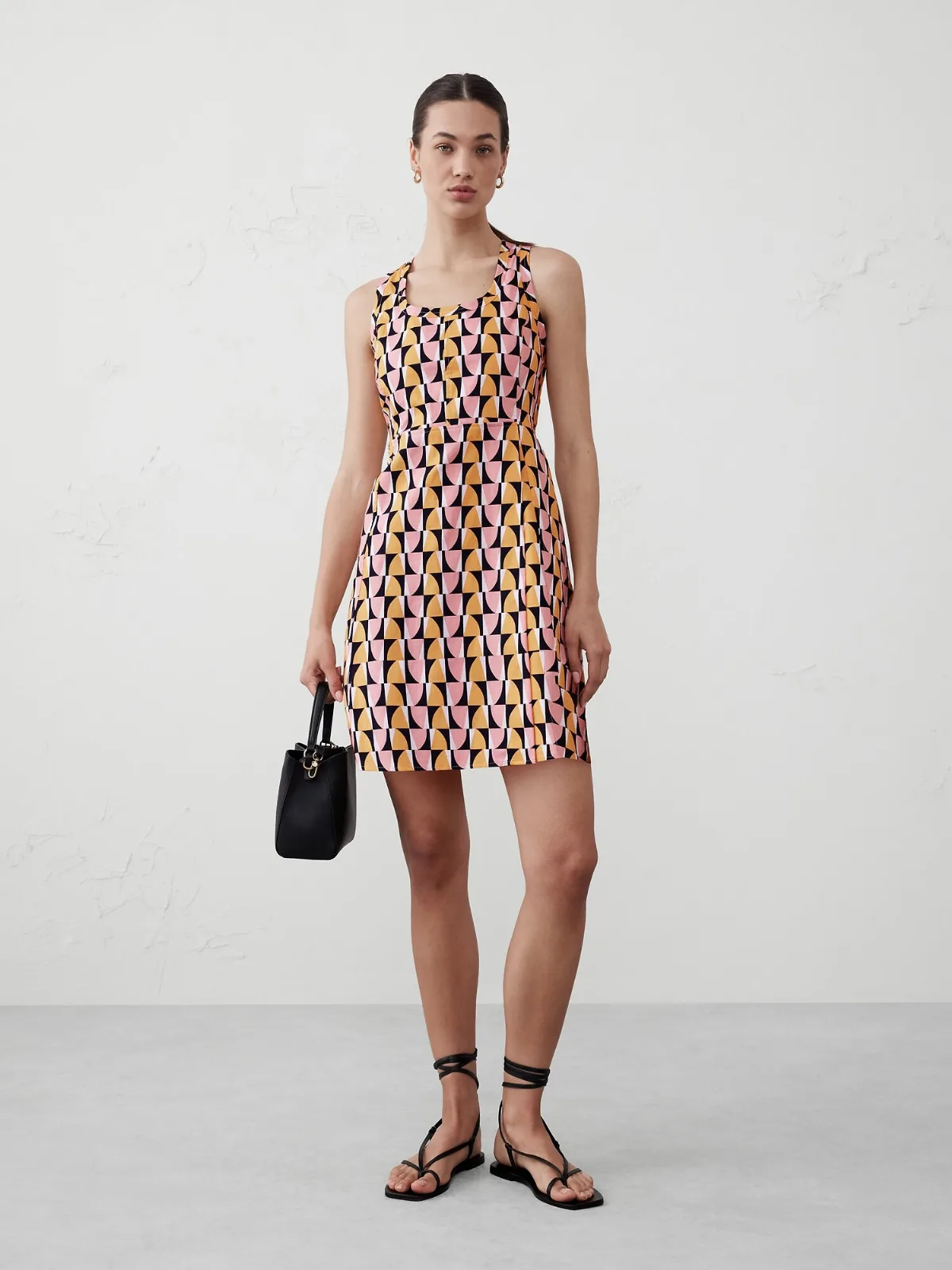 Linen-Blend Seamed Mini Dress