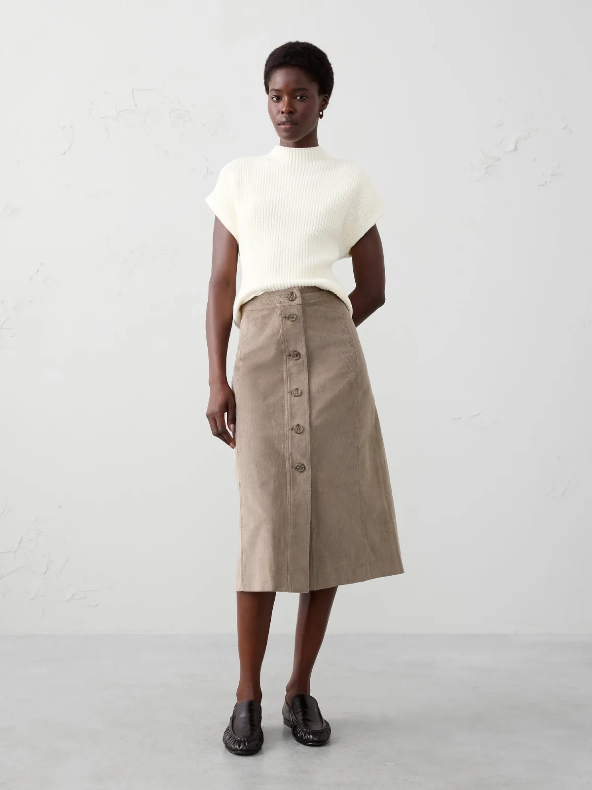 Corduroy Midi Skirt by Banana Republic