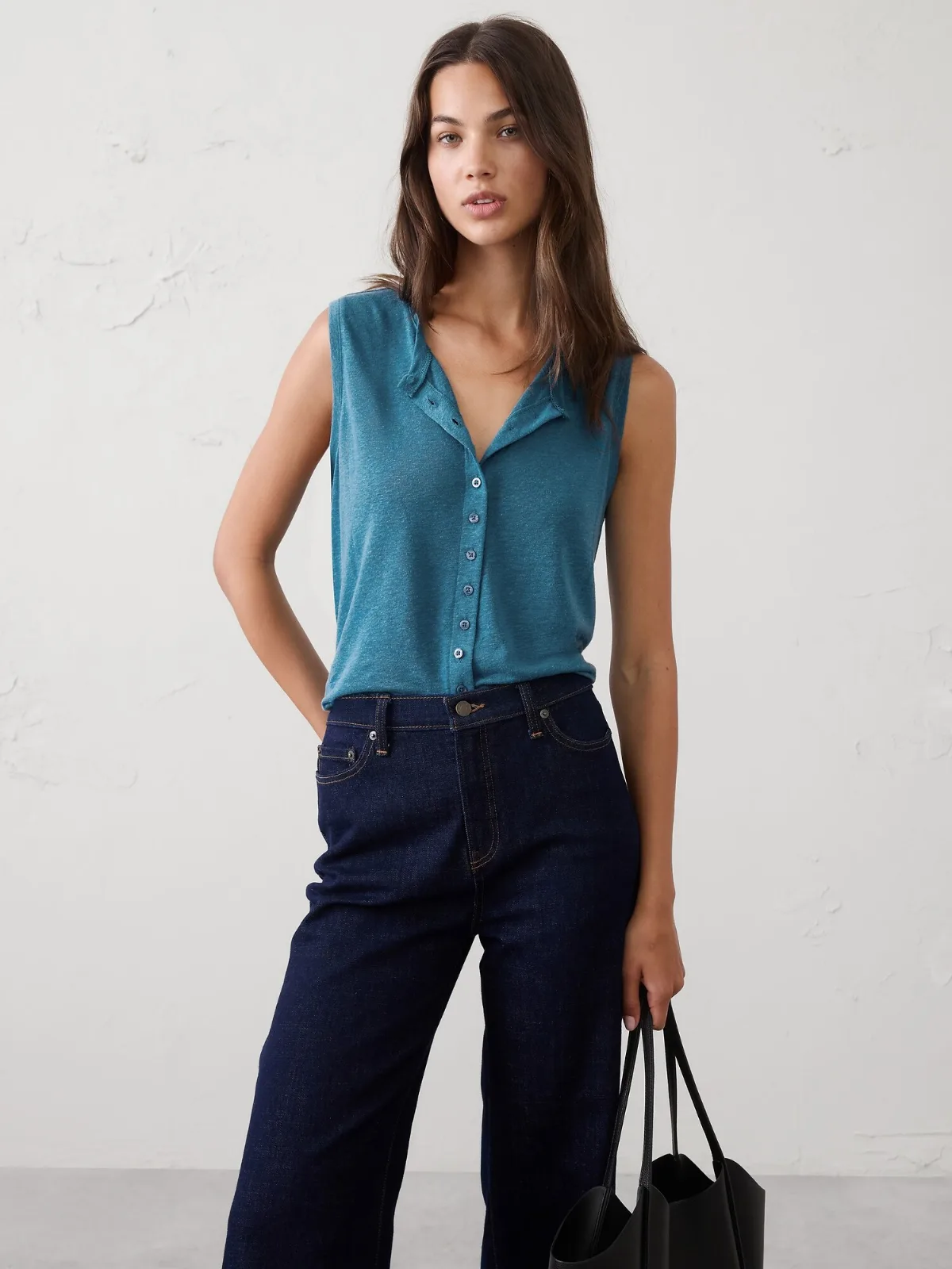 Linen-Blend Tank by Banana Republic