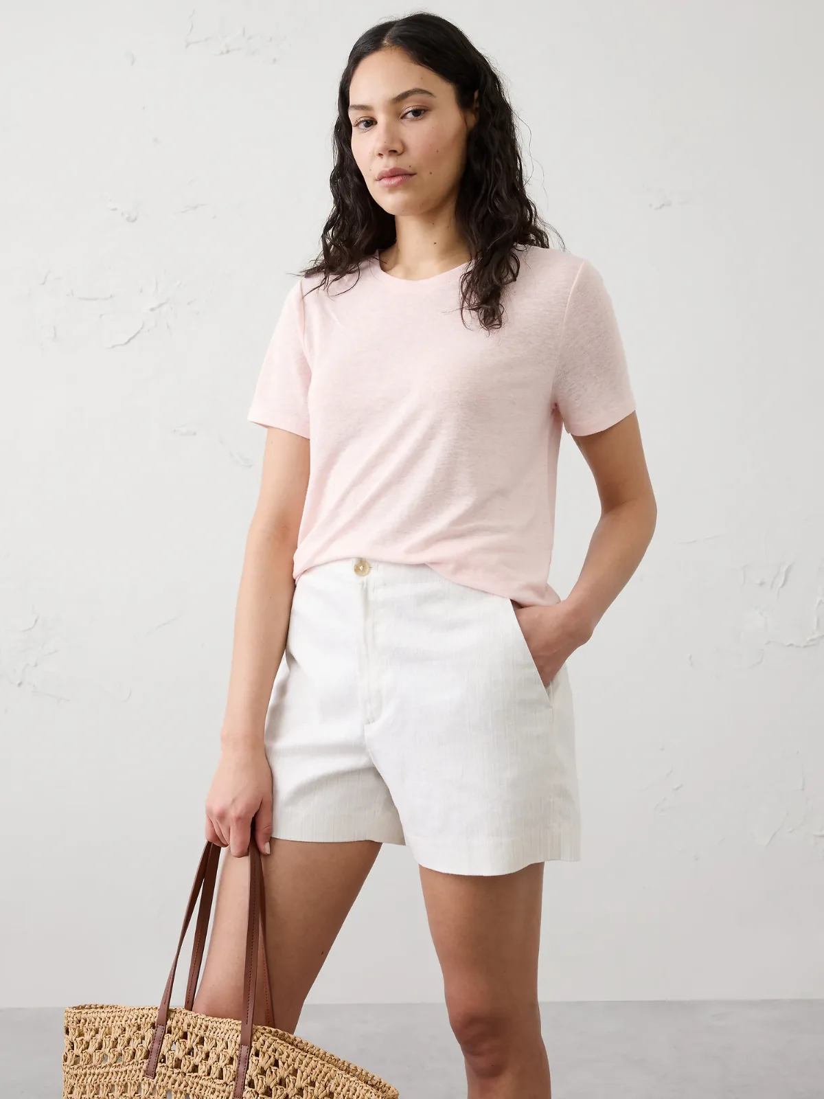 Linen-Blend T-Shirt by Banana Republic