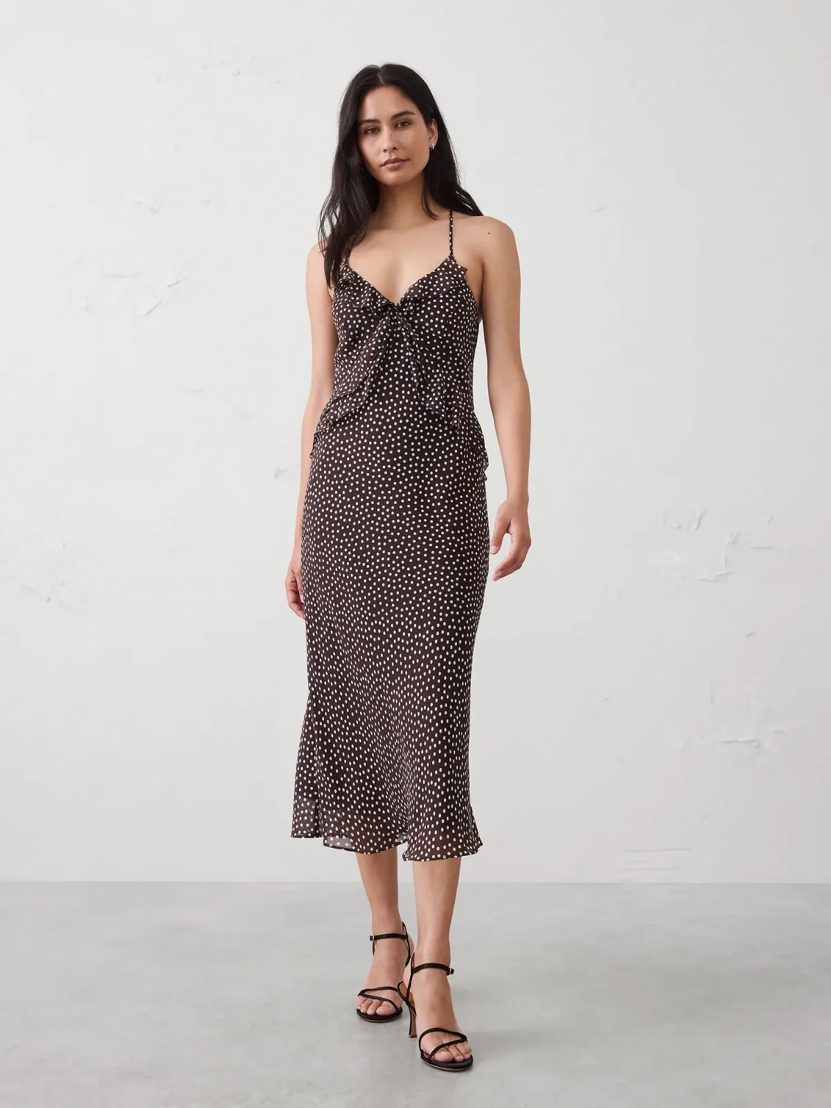 Chiffon Bias Ruffle Midi Dress