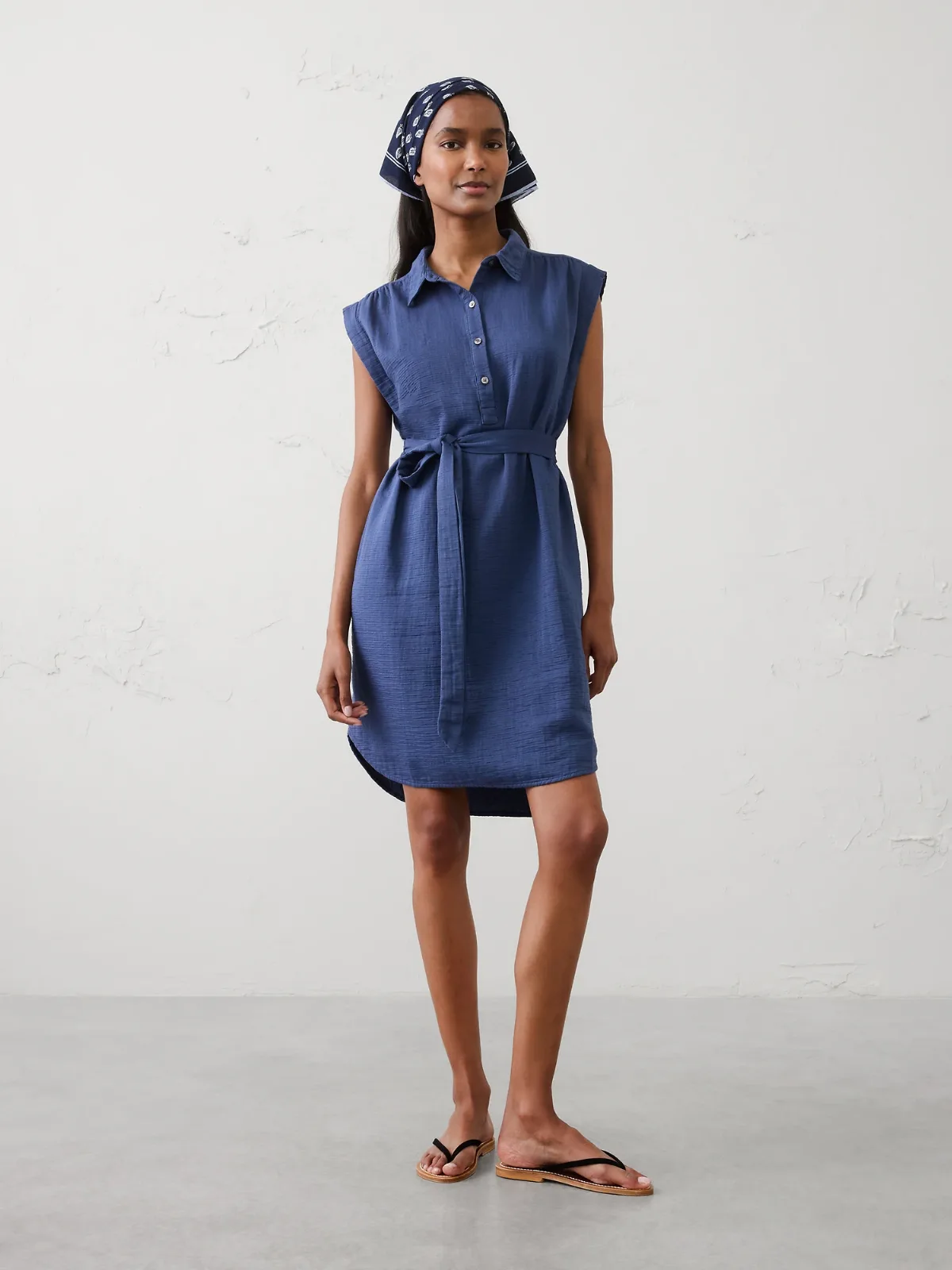 Gauze Above-Knee Shirtdress