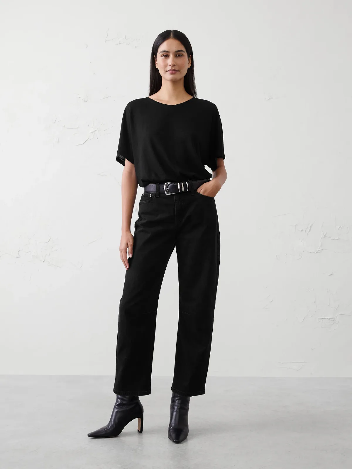 Linen-Blend Dolman-Sleeve T-Shirt