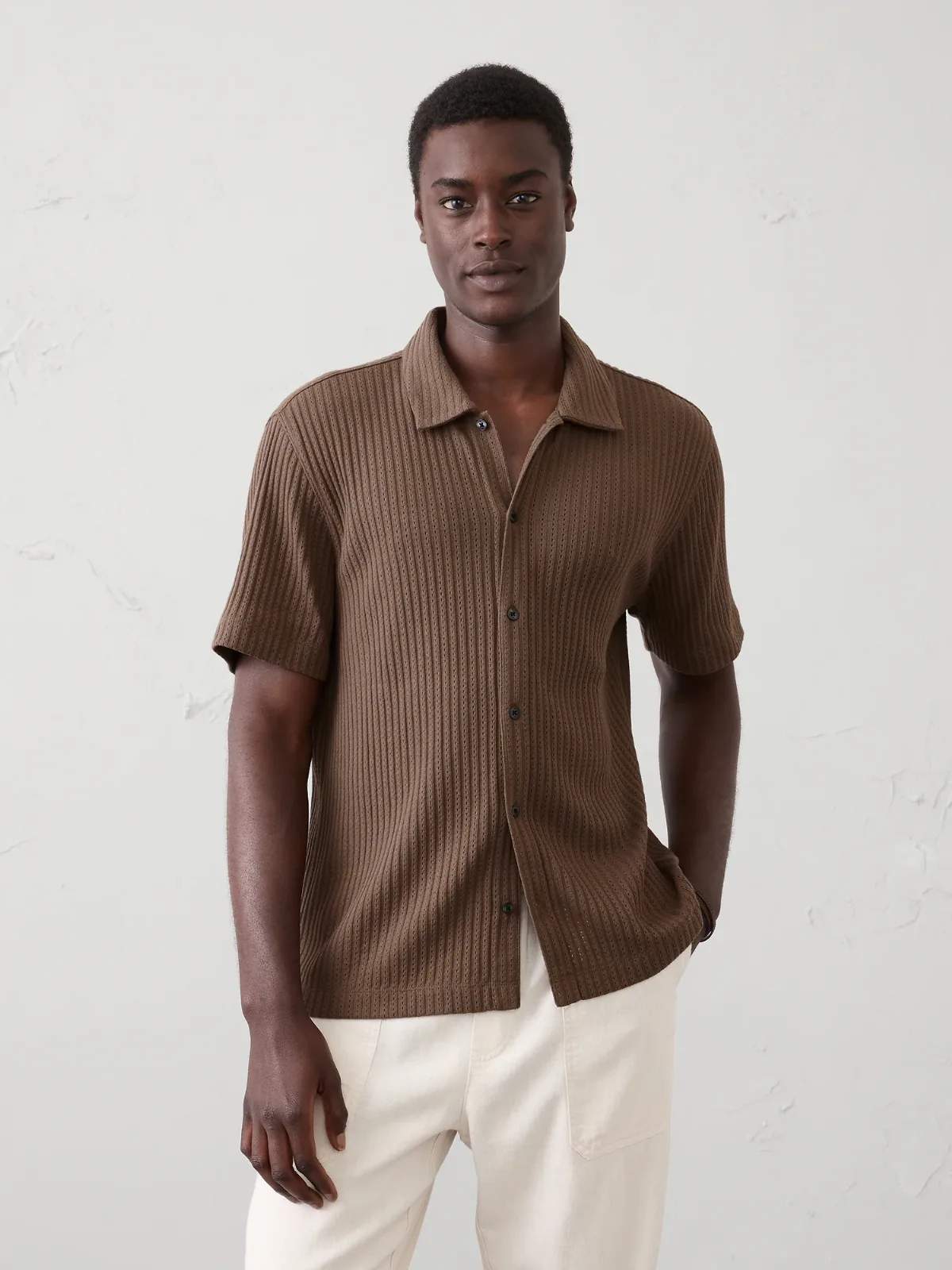 Standard-Fit Pointelle Button-Down Polo by Banana Republic